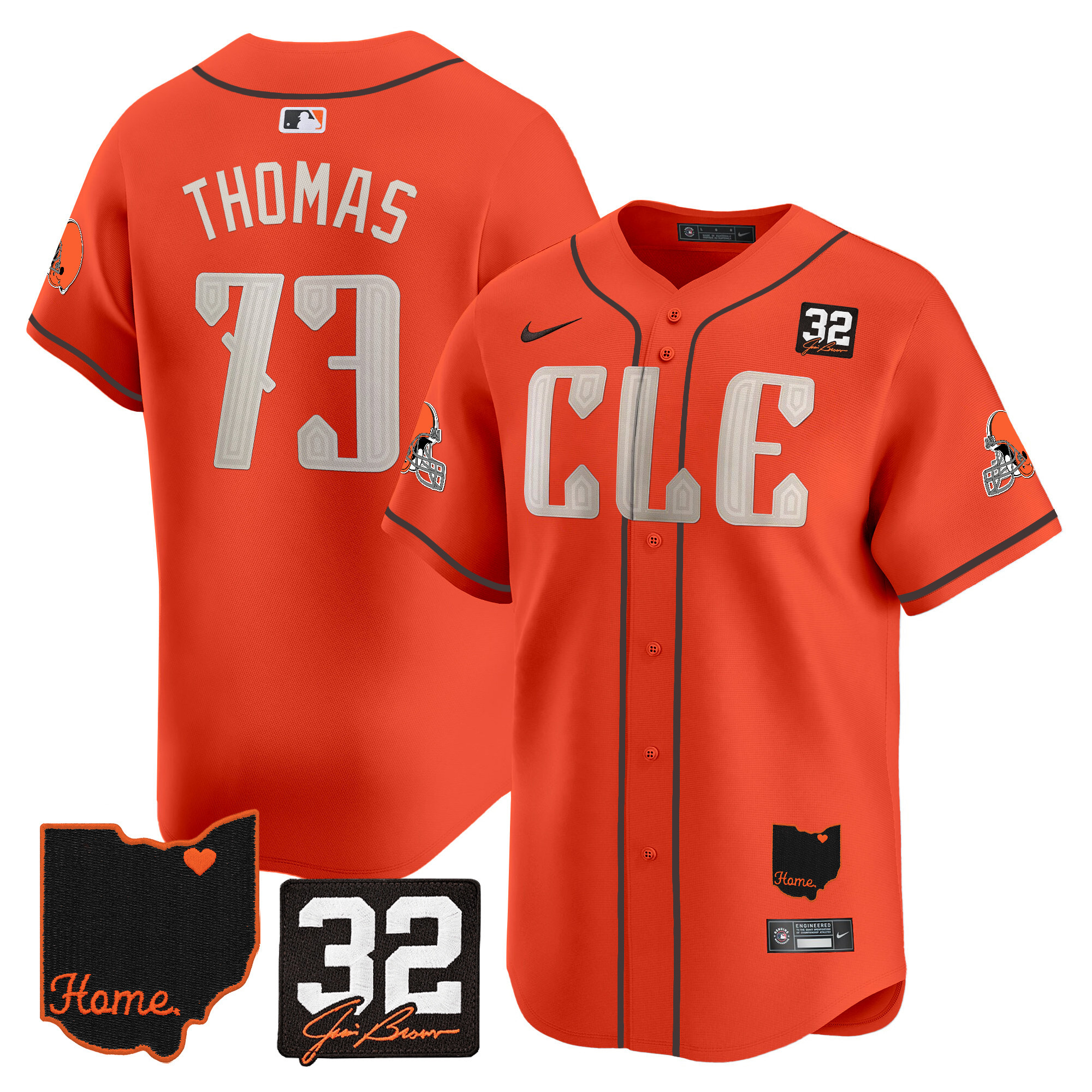 Men's Browns #32 Jim Brown Memorial & Home Patch Vapor Premier Limited Jersey - All Stitched