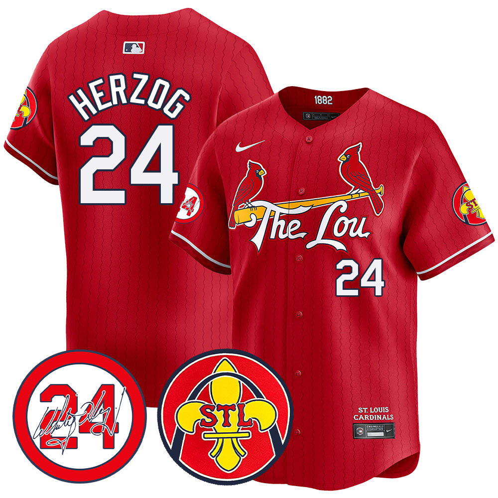 Men's Cardinals 2024 City Connect Whitey Herzog Patch Vapor Premier Limited Jersey V2 - All Stitched