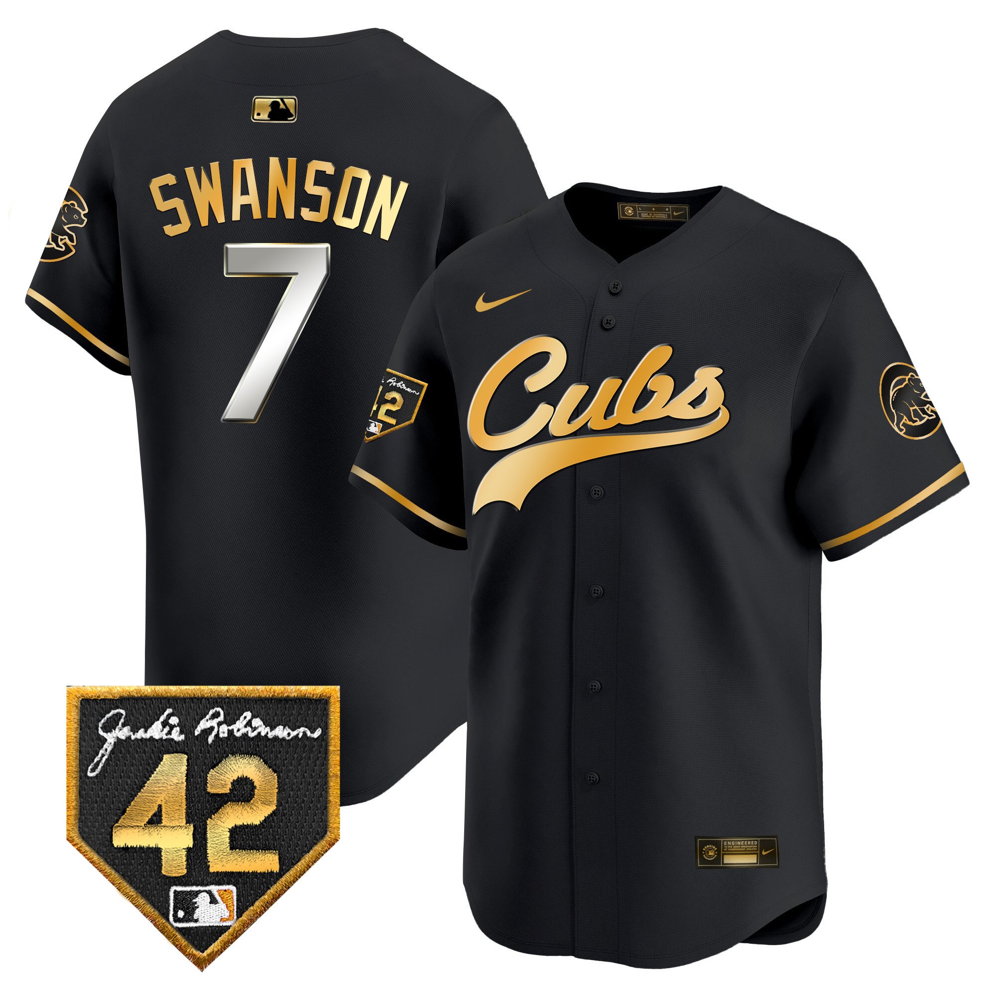 Men's Chicago Cubs 2024 Jackie Robinson Patch Vapor Premier Limited Jersey - All Stitched