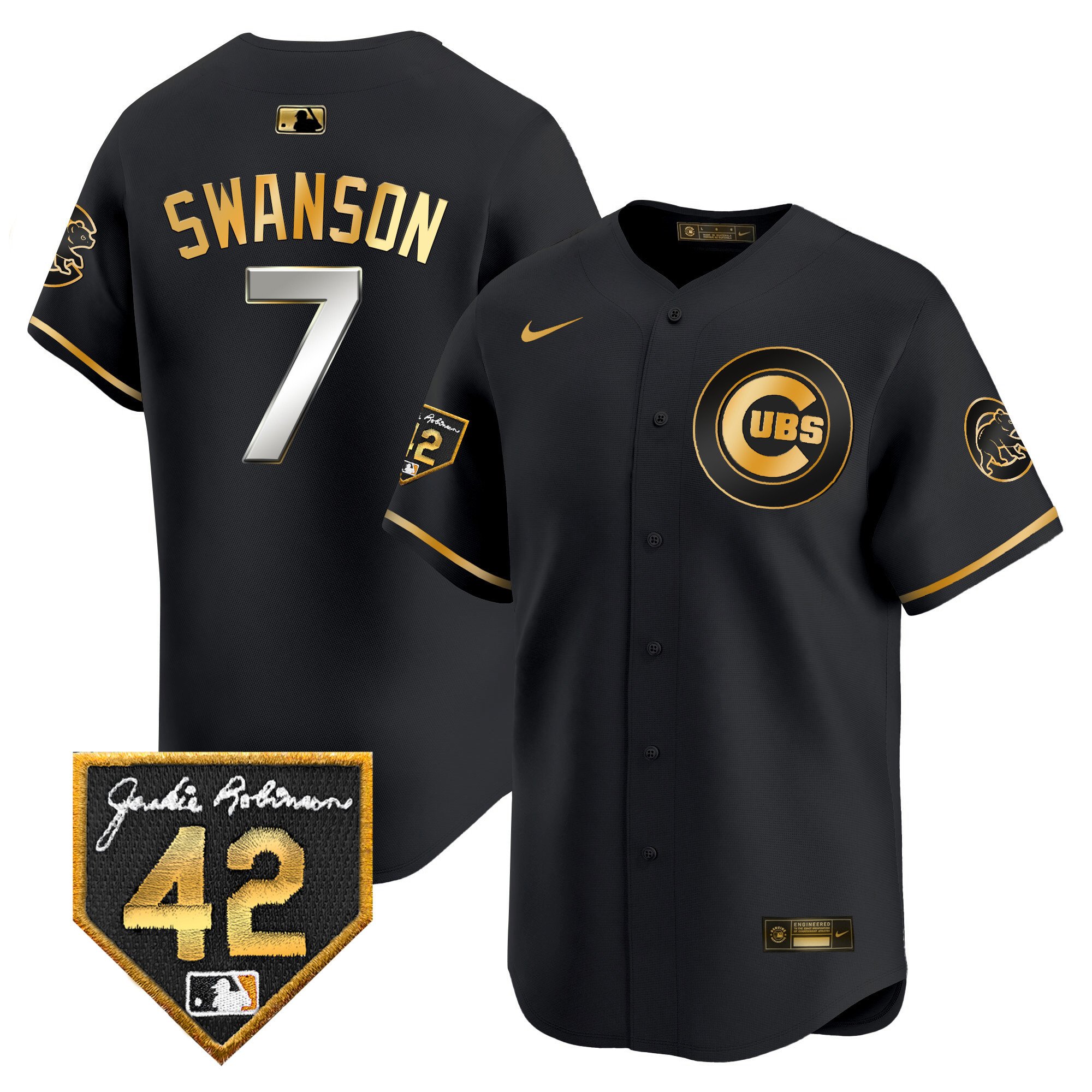 Men's Chicago Cubs 2024 Jackie Robinson Patch Vapor Premier Limited Jersey V2 - All Stitched