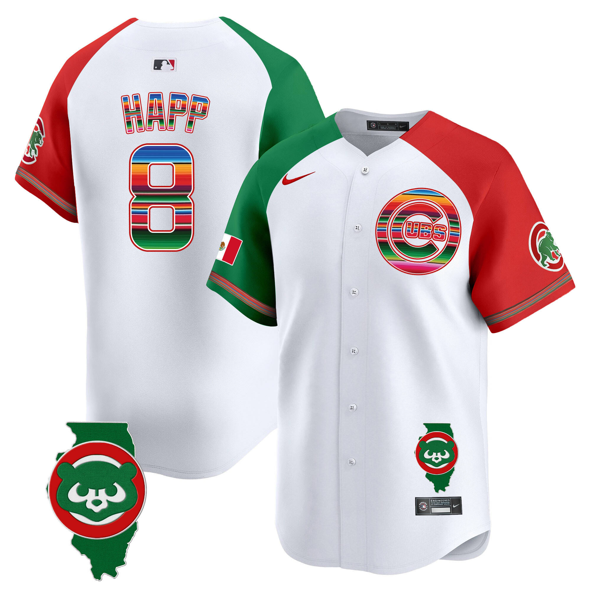 Men's Chicago Cubs Mexico Illinois Patch Vapor Premier Limited Jersey - All Stitched