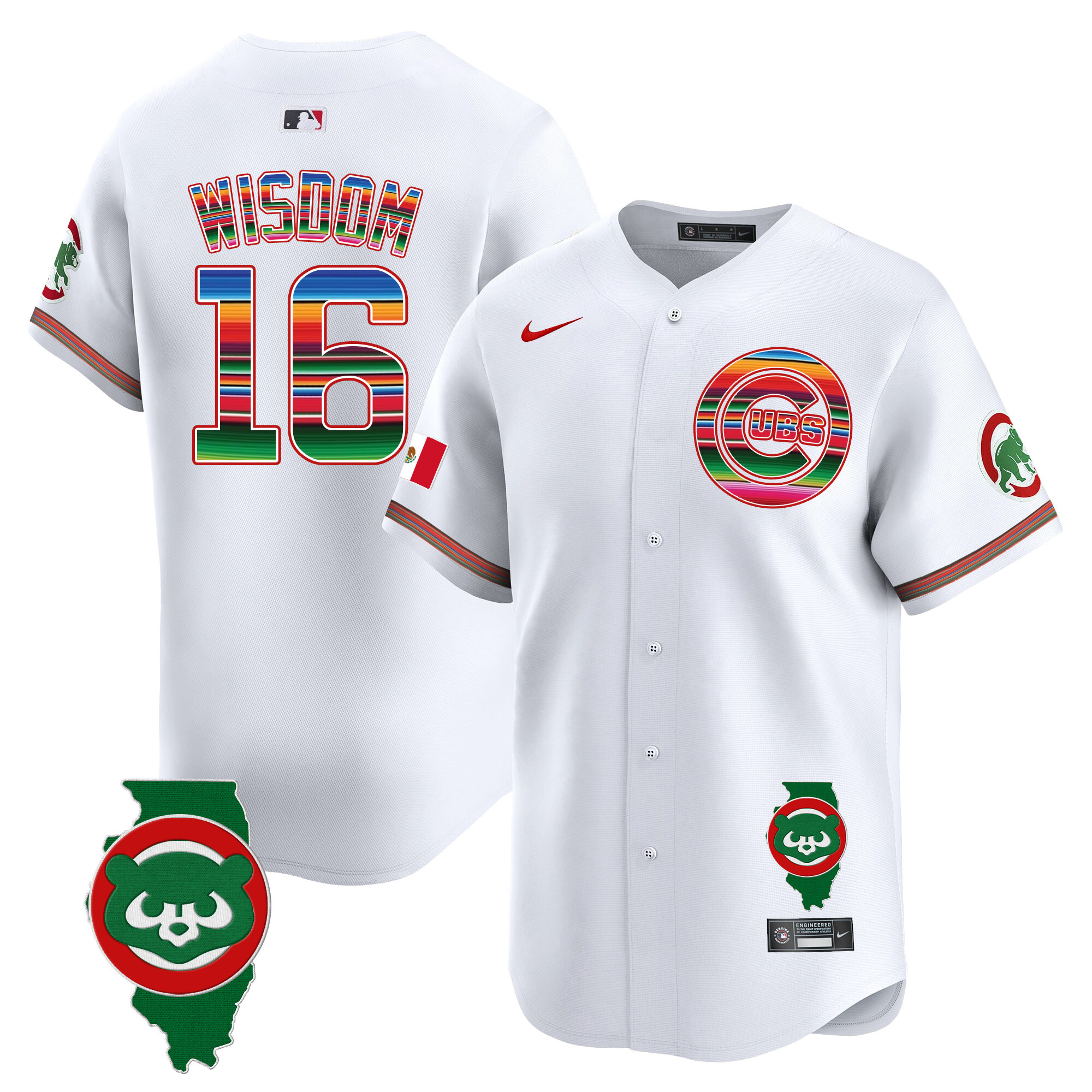 Men's Chicago Cubs Mexico Illinois Patch Vapor Premier Limited Jersey - All Stitched