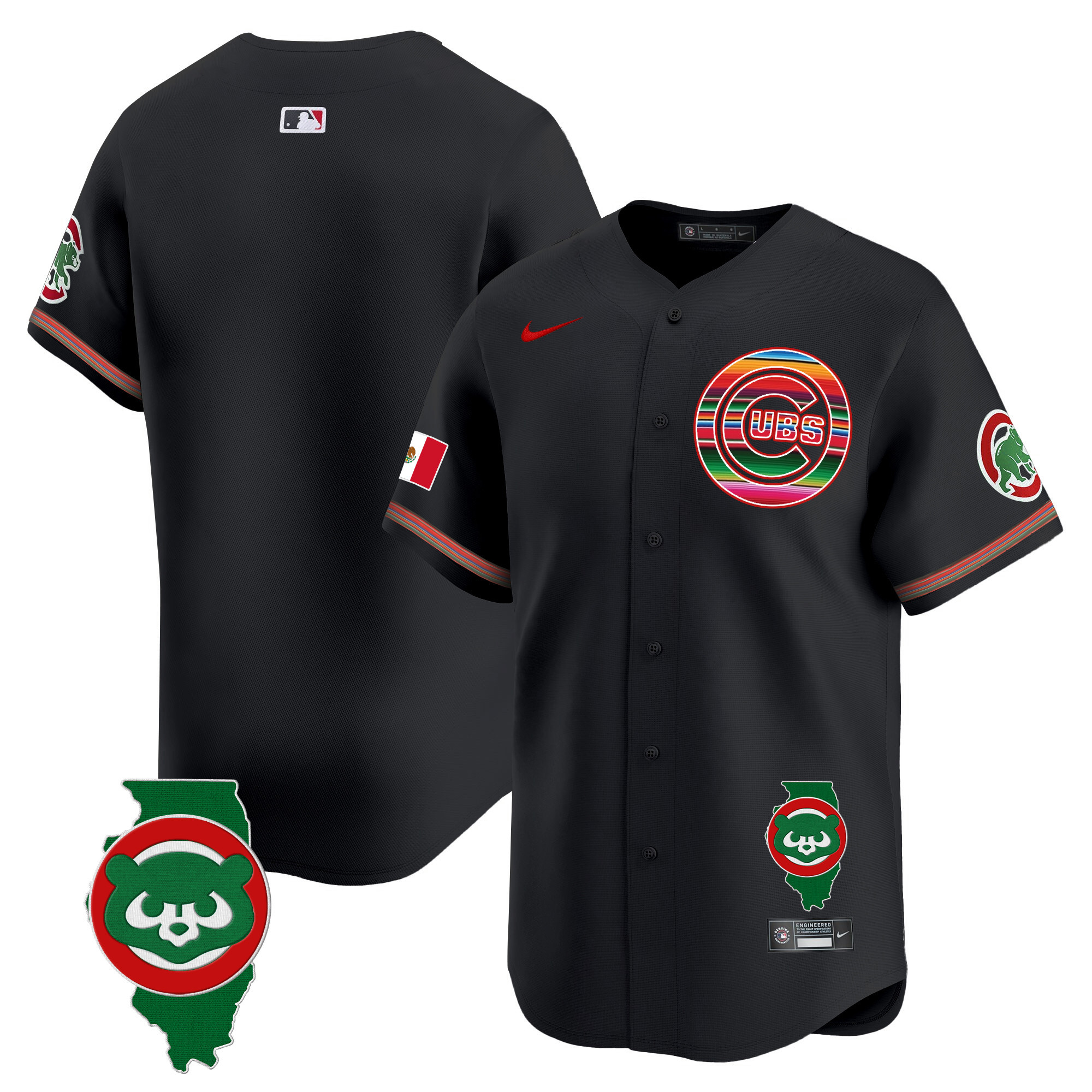 Men's Chicago Cubs Mexico Illinois Patch Vapor Premier Limited Jersey - All Stitched