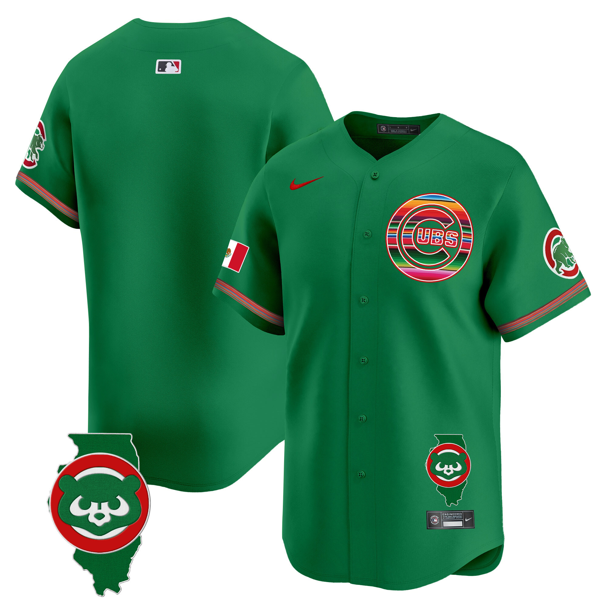 Men's Chicago Cubs Mexico Illinois Patch Vapor Premier Limited Jersey - All Stitched