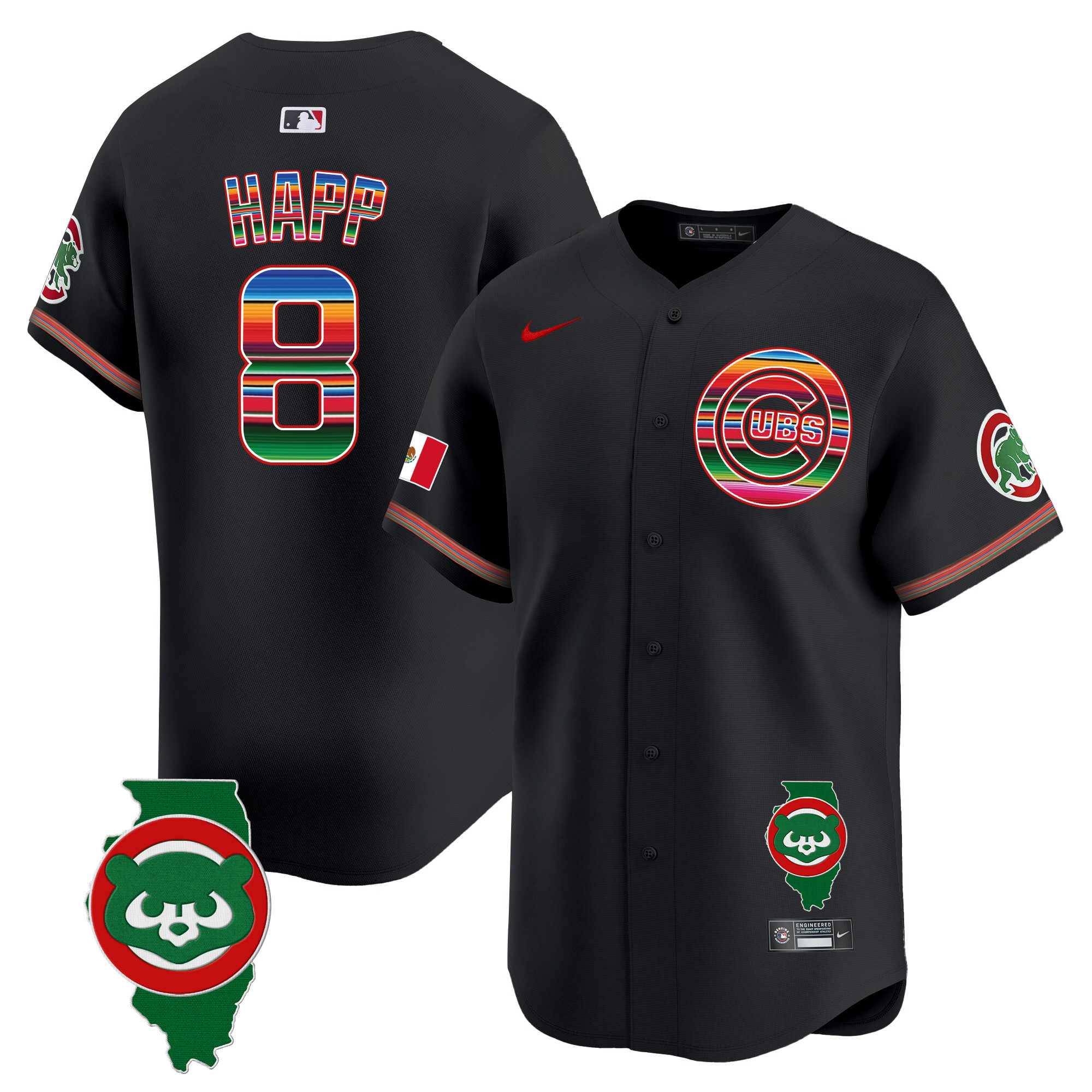 Men's Chicago Cubs Mexico Illinois Patch Vapor Premier Limited Jersey - All Stitched