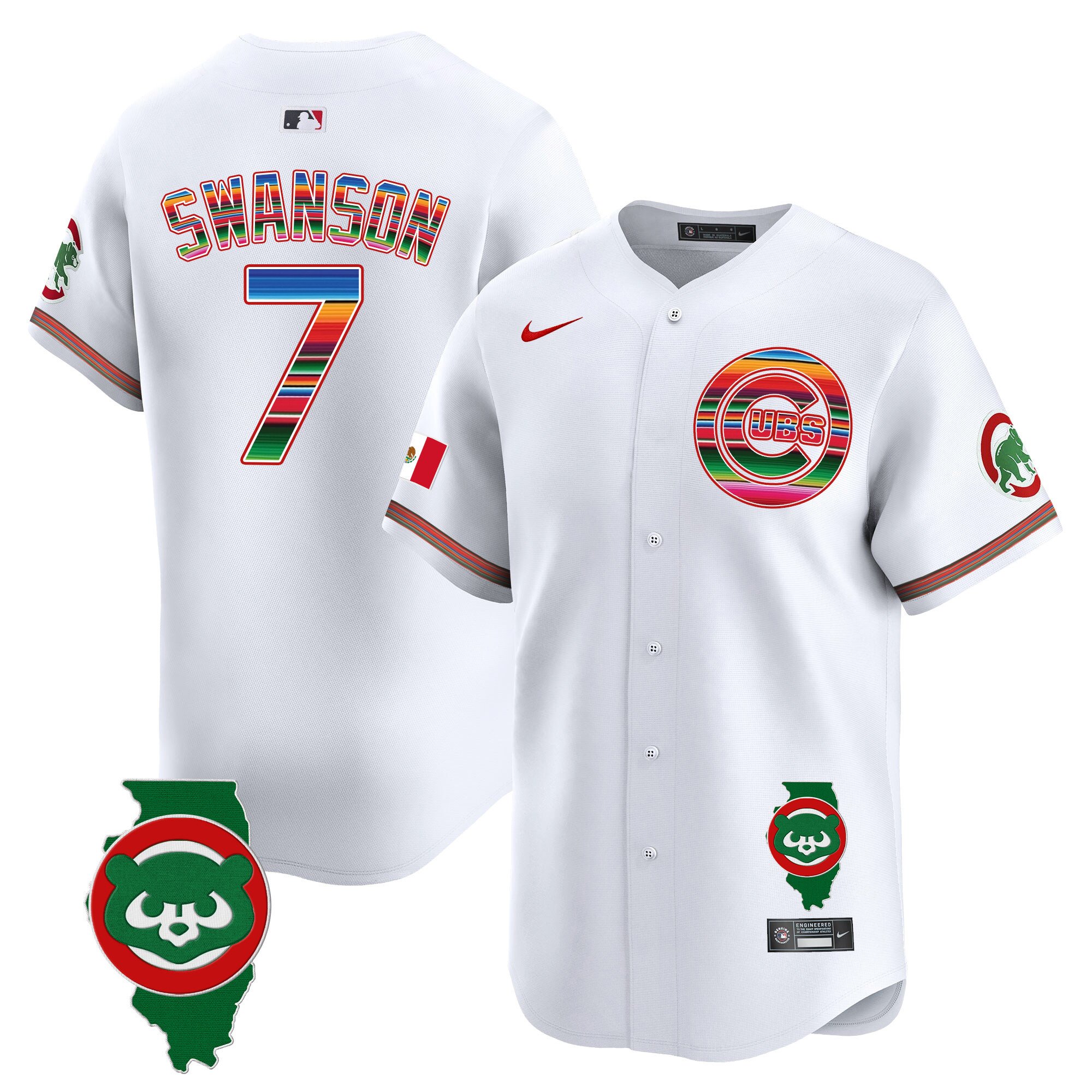 Men's Chicago Cubs Mexico Illinois Patch Vapor Premier Limited Jersey - All Stitched