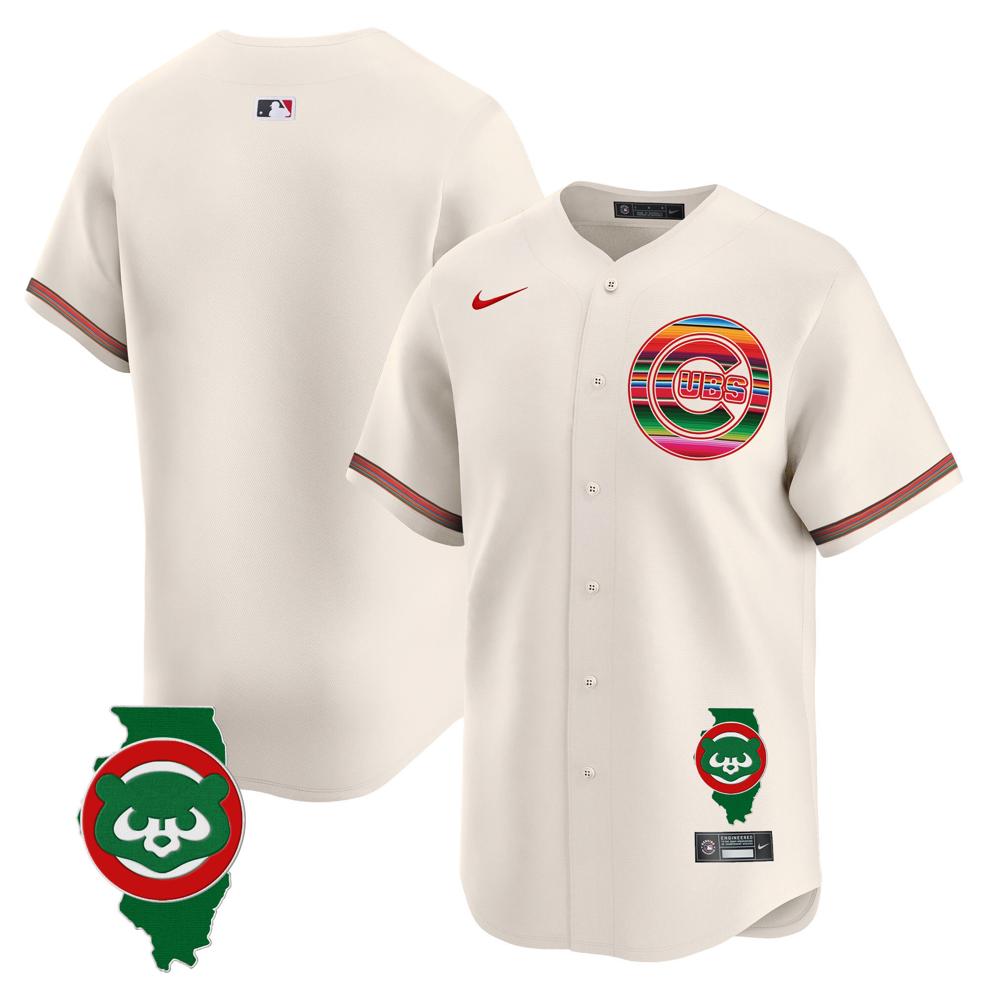 Men's Chicago Cubs Mexico Illinois Patch Vapor Premier Limited Jersey - All Stitched