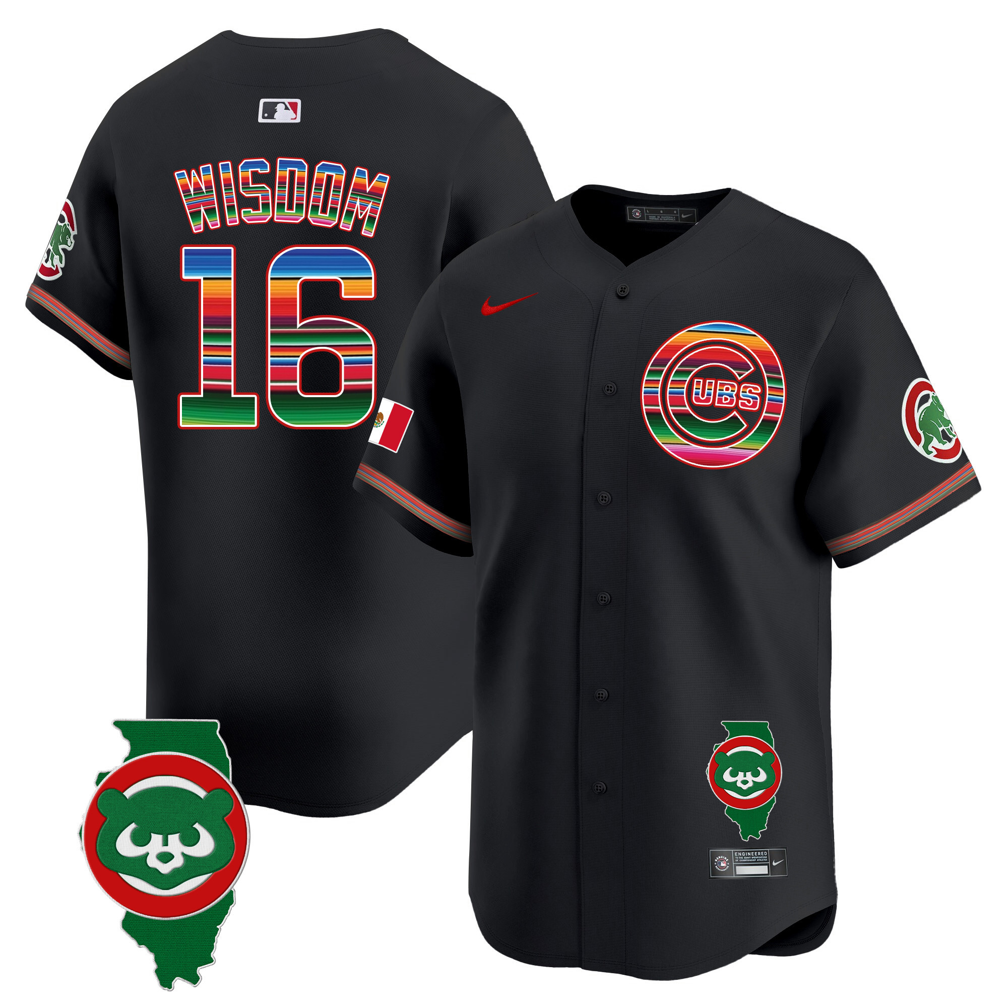 Men's Chicago Cubs Mexico Illinois Patch Vapor Premier Limited Jersey - All Stitched