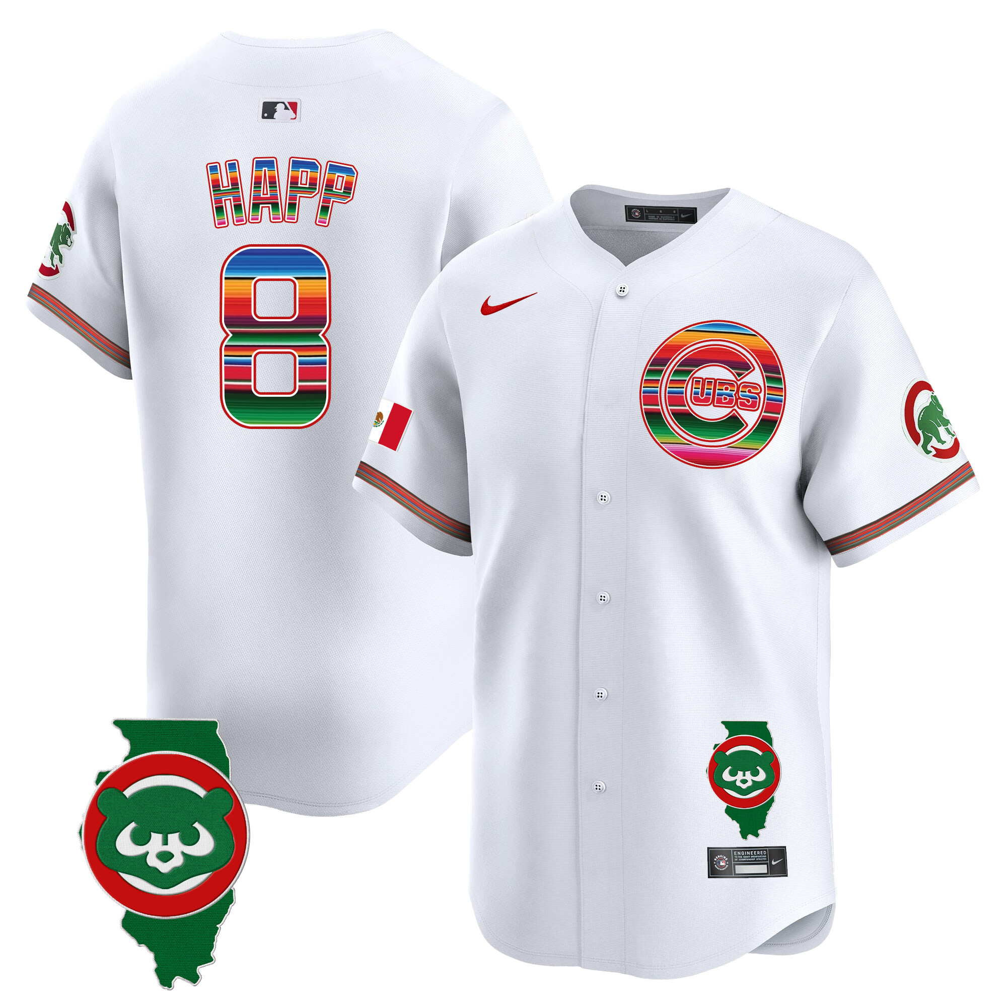 Men's Chicago Cubs Mexico Illinois Patch Vapor Premier Limited Jersey - All Stitched