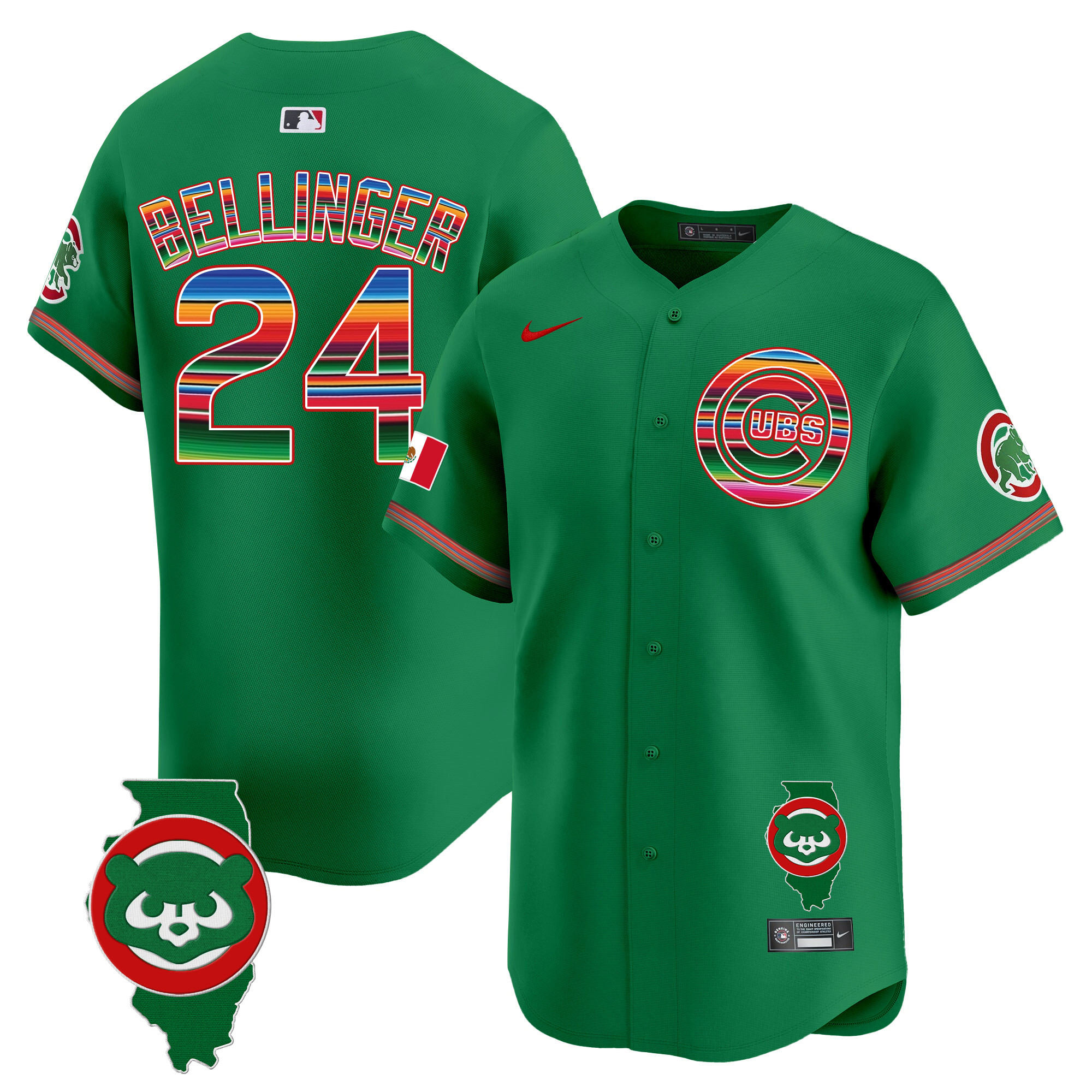 Men's Chicago Cubs Mexico Illinois Patch Vapor Premier Limited Jersey - All Stitched