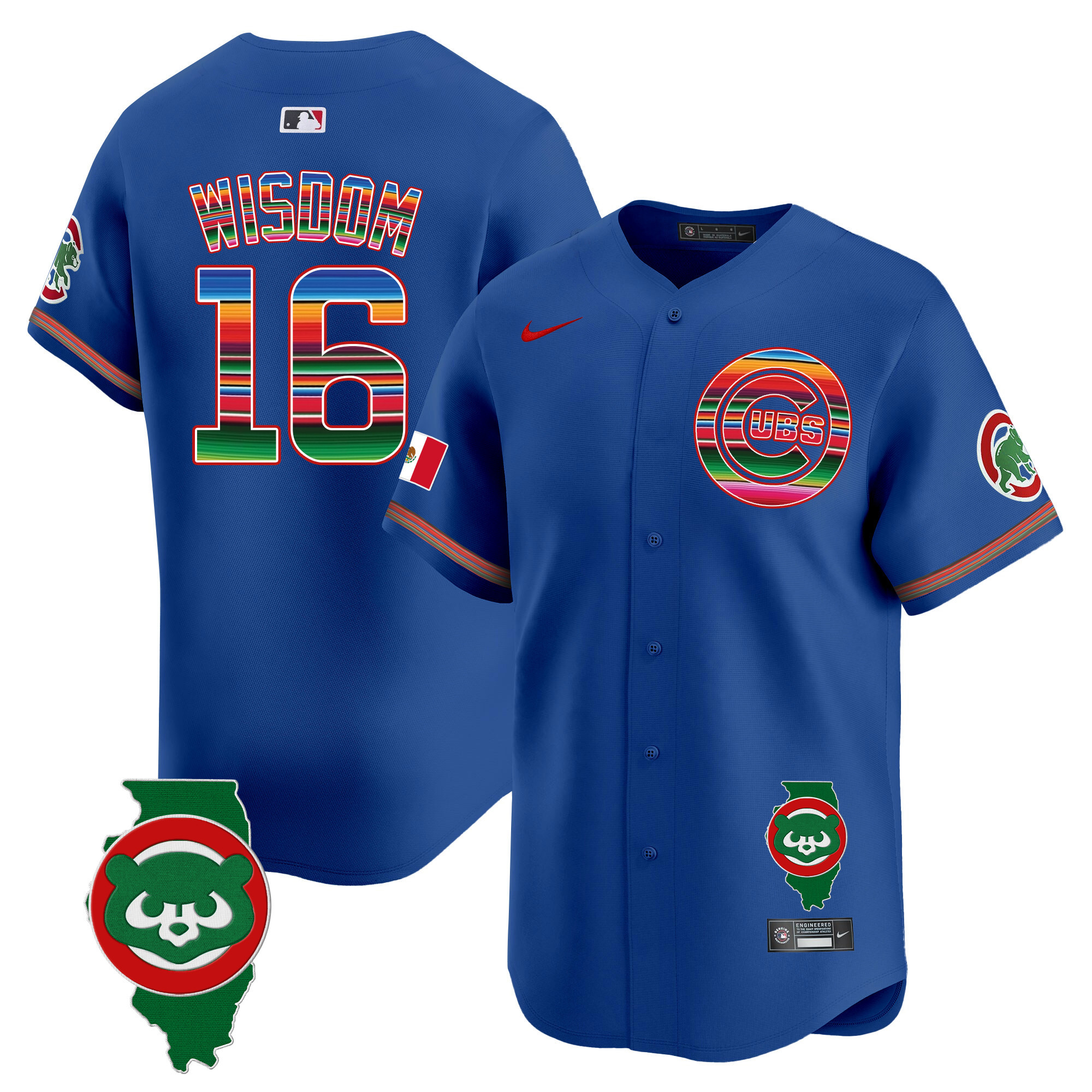 Men's Chicago Cubs Mexico Illinois Patch Vapor Premier Limited Jersey - All Stitched