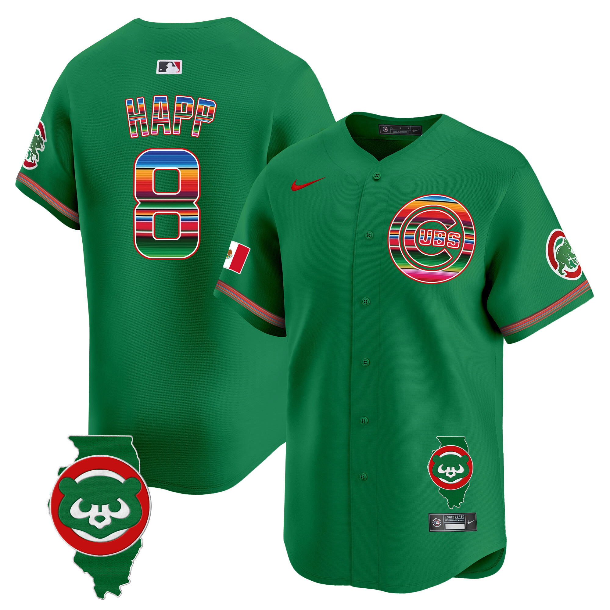 Men's Chicago Cubs Mexico Illinois Patch Vapor Premier Limited Jersey - All Stitched