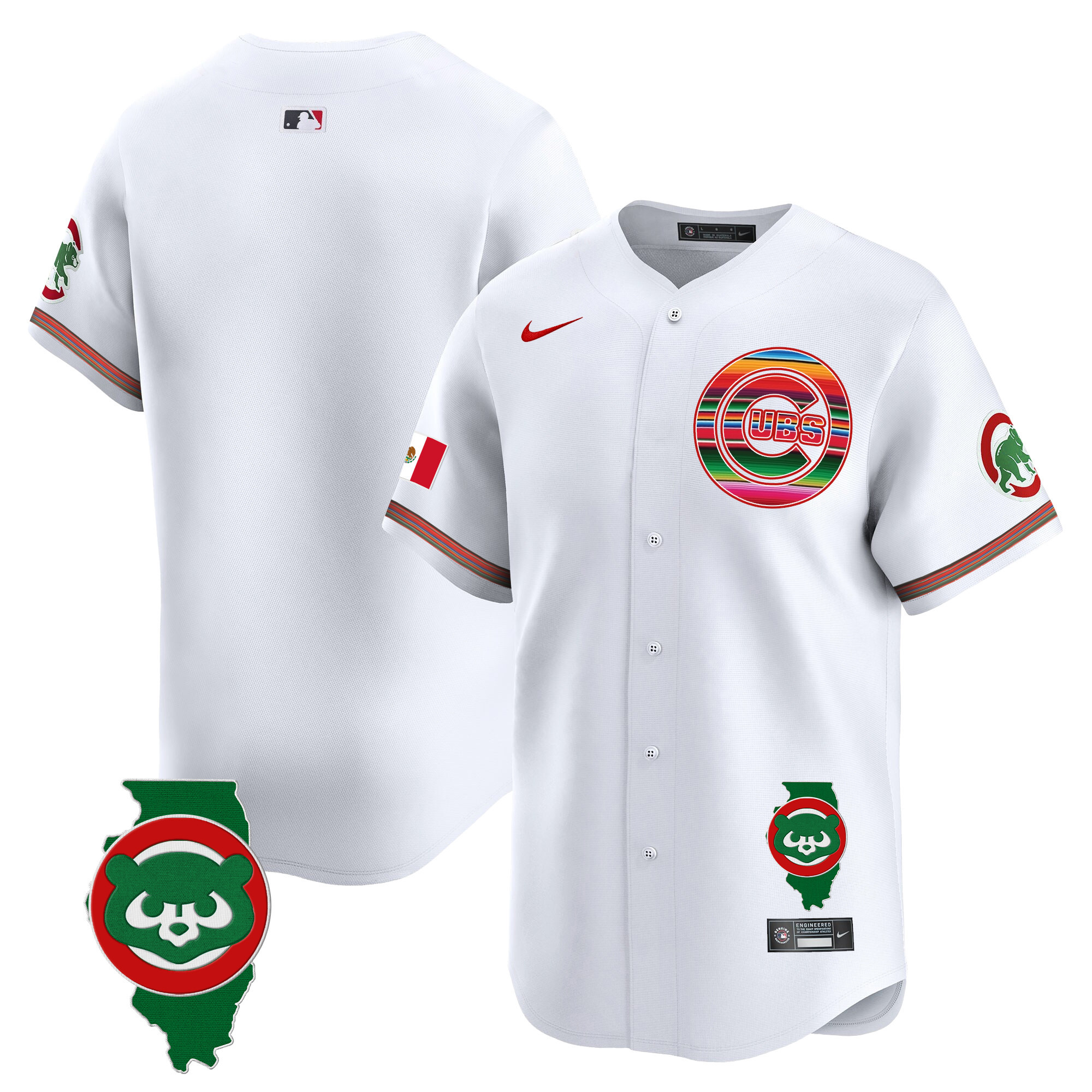 Men's Chicago Cubs Mexico Illinois Patch Vapor Premier Limited Jersey - All Stitched