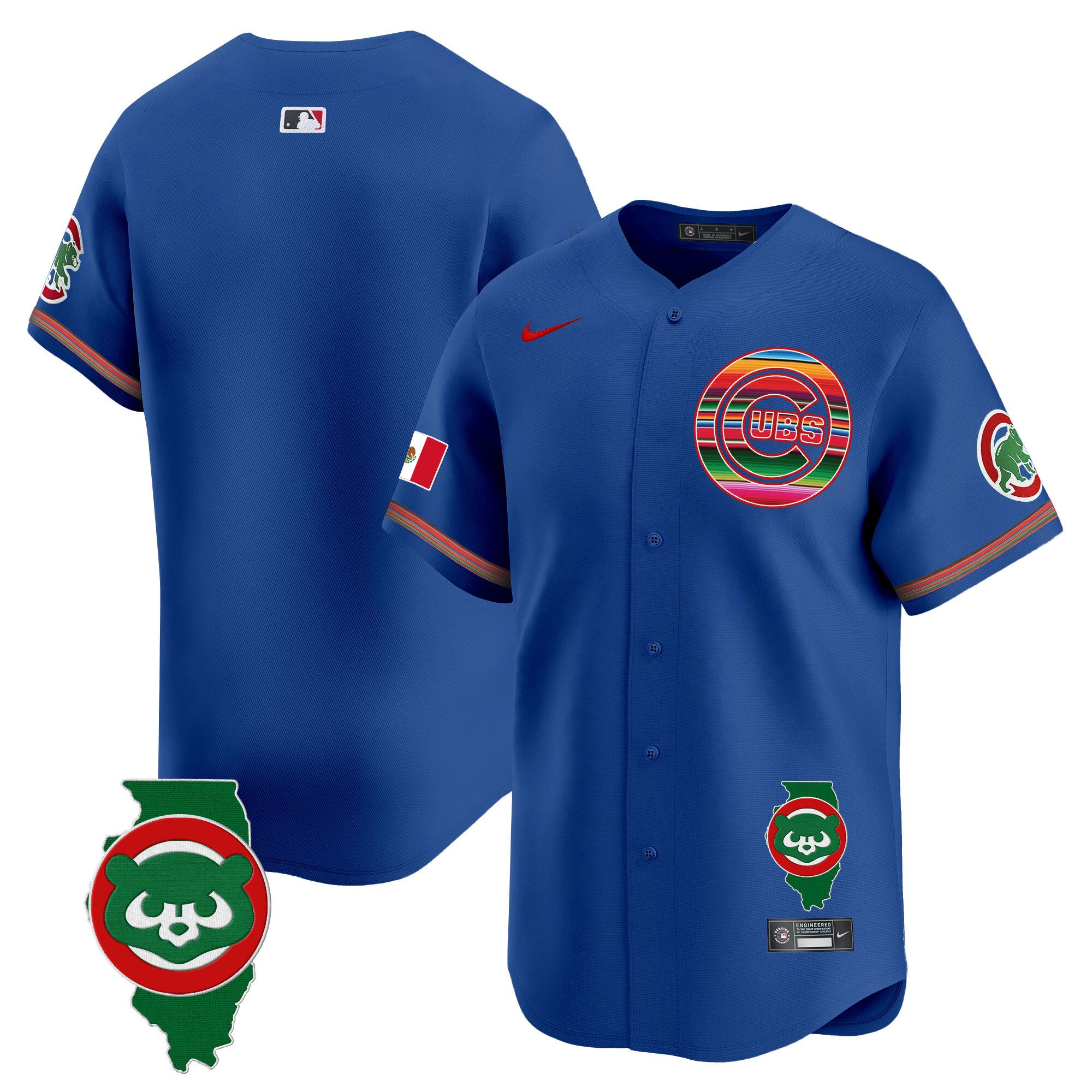 Men's Chicago Cubs Mexico Illinois Patch Vapor Premier Limited Jersey - All Stitched