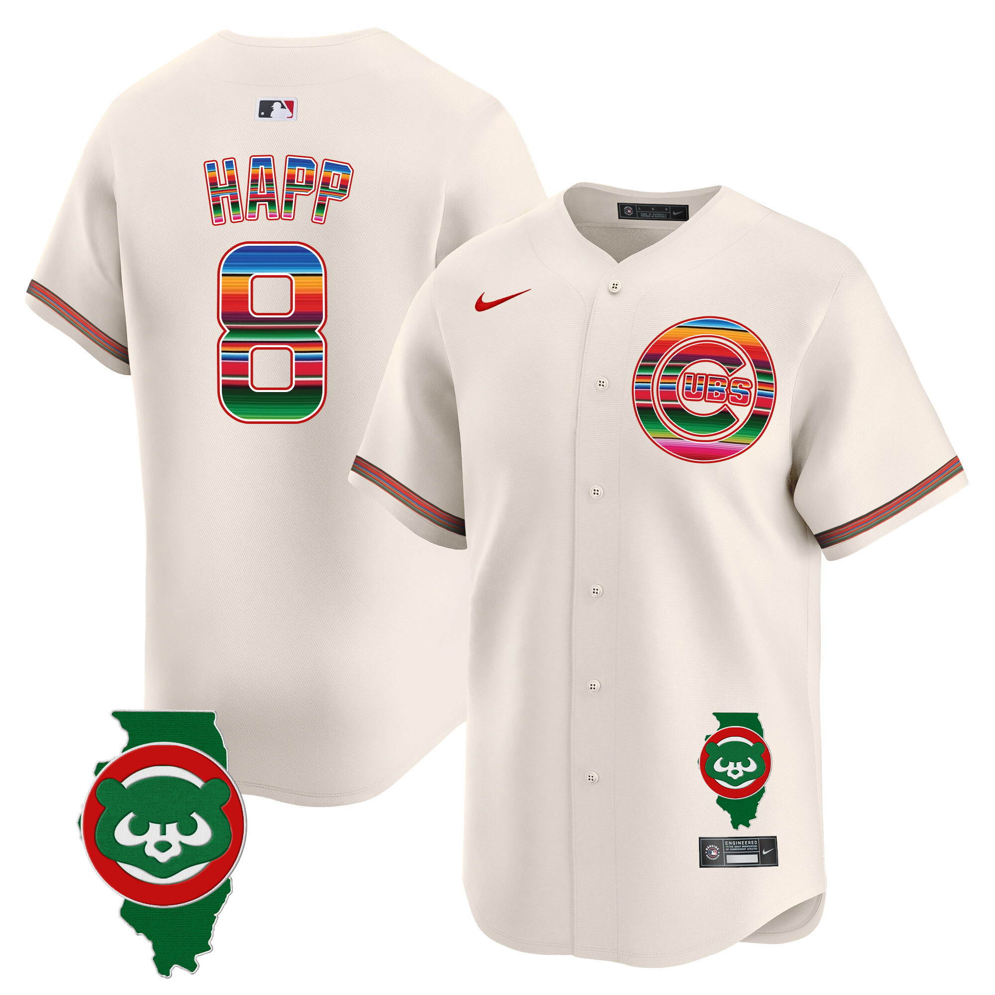 Men's Chicago Cubs Mexico Illinois Patch Vapor Premier Limited Jersey - All Stitched