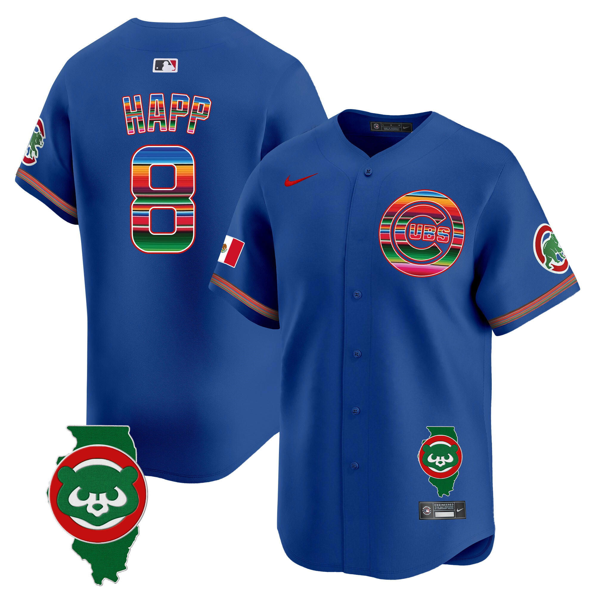 Men's Chicago Cubs Mexico Illinois Patch Vapor Premier Limited Jersey - All Stitched