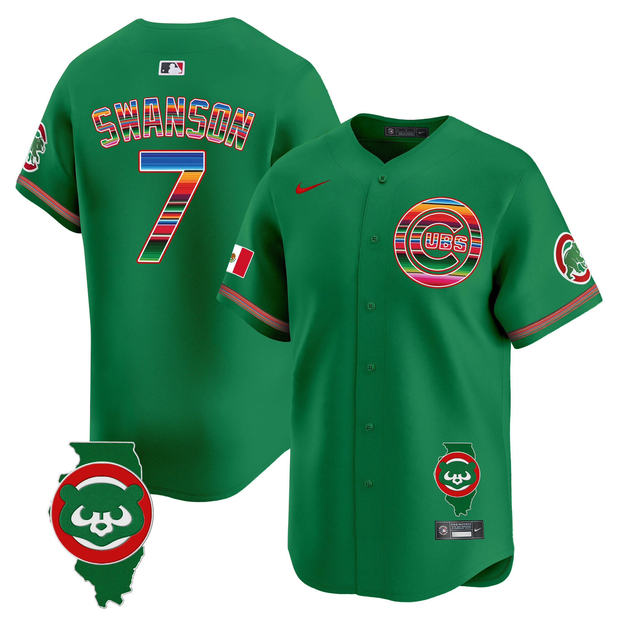 Men's Chicago Cubs Mexico Illinois Patch Vapor Premier Limited Jersey - All Stitched