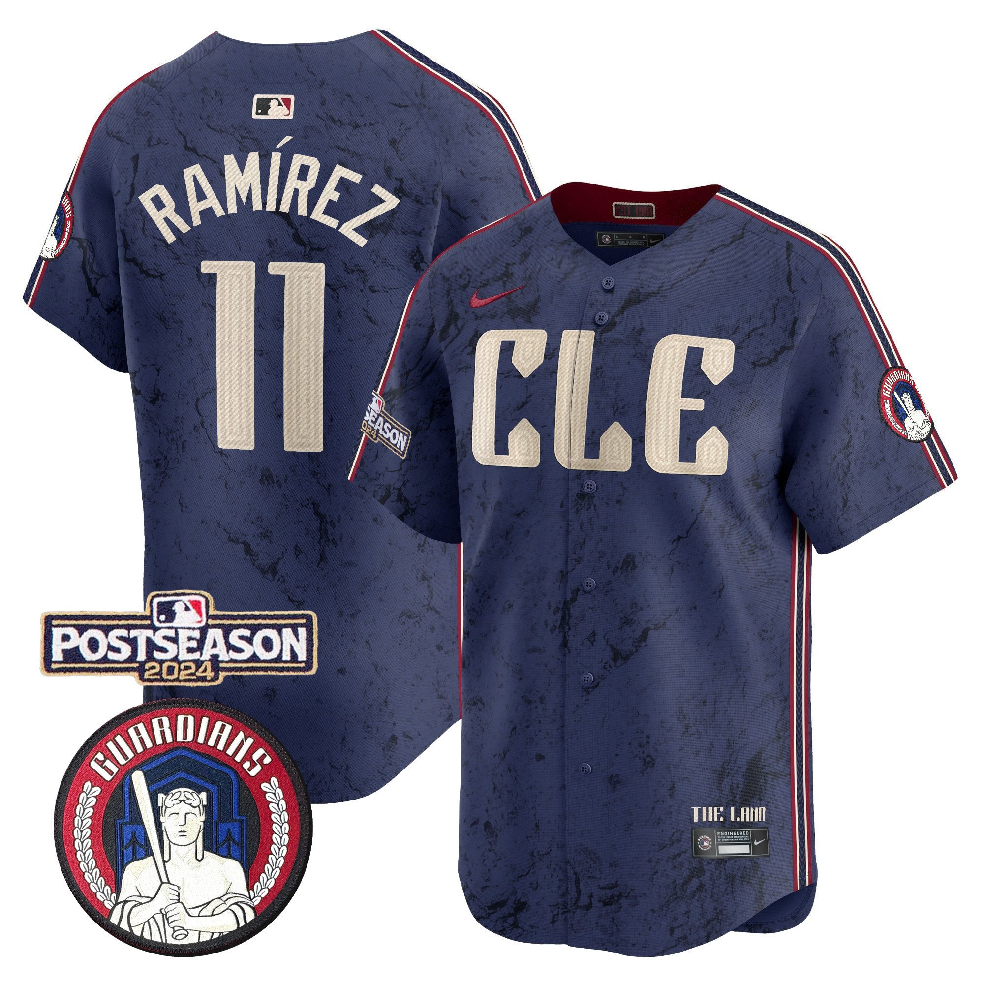 Men's Cleveland Guardians 2024 Postseason Patch City Connect Vapor Premier Limited Jersey - All Stitched