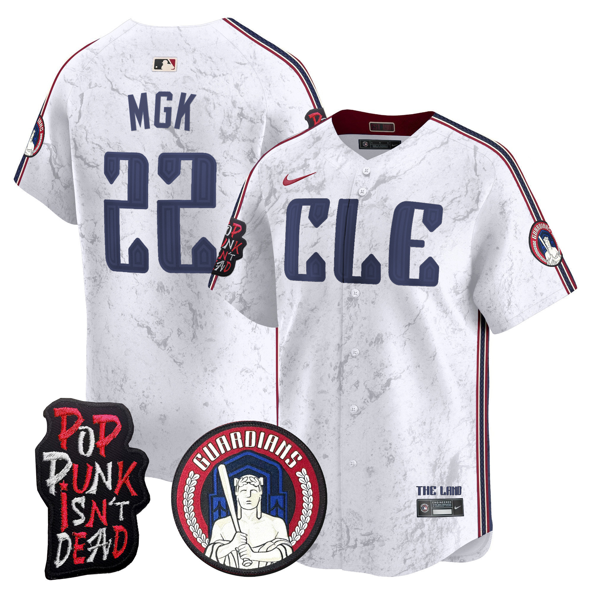 Men's Cleveland Guardians MGK Patch Vapor Premier Limited Jersey - All Stitched