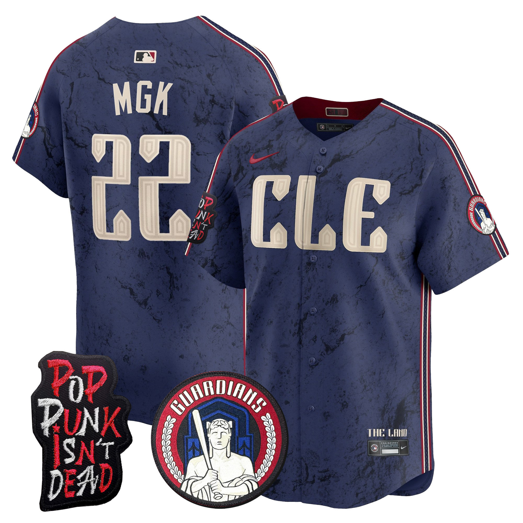 Men's Cleveland Guardians MGK Patch Vapor Premier Limited Jersey - All Stitched