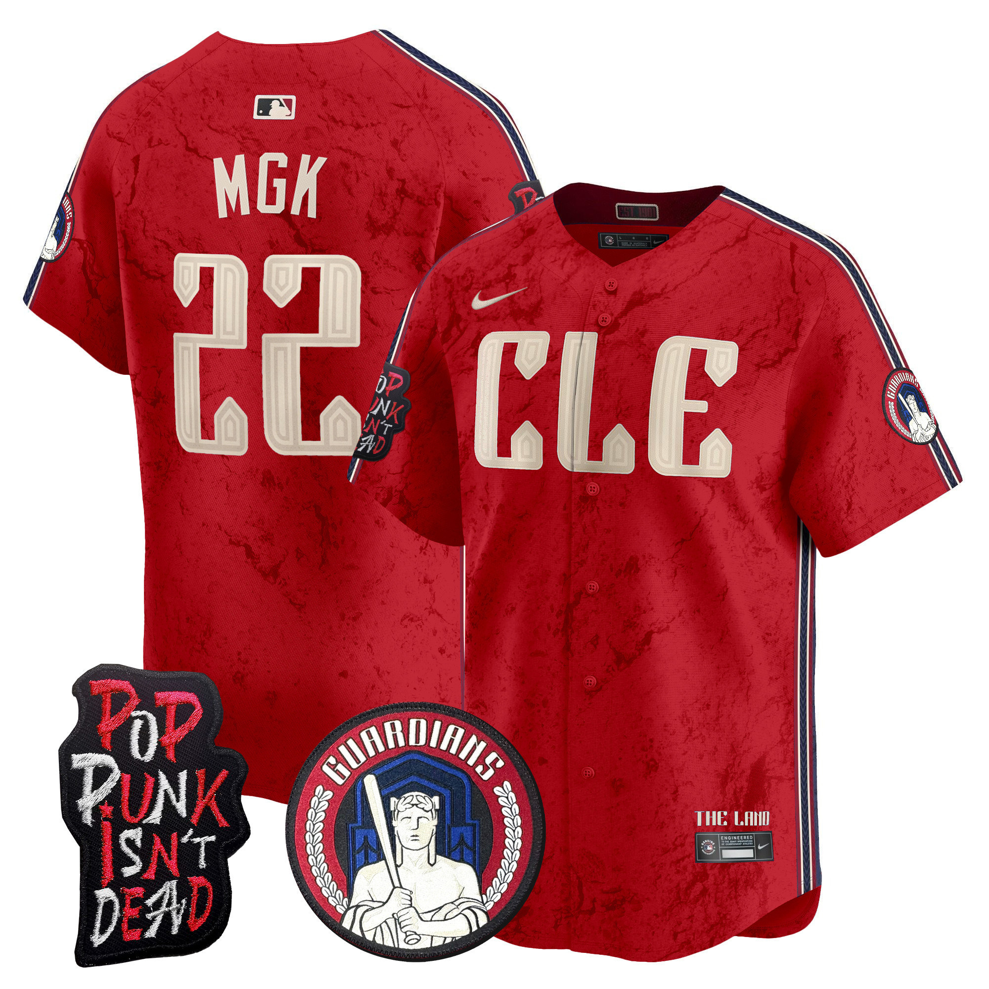 Men's Cleveland Guardians MGK Patch Vapor Premier Limited Jersey - All Stitched