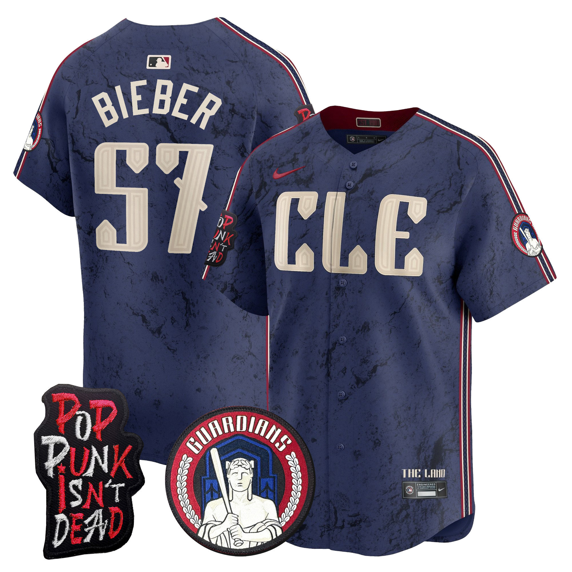 Men's Cleveland Guardians MGK Patch Vapor Premier Limited Jersey - All Stitched