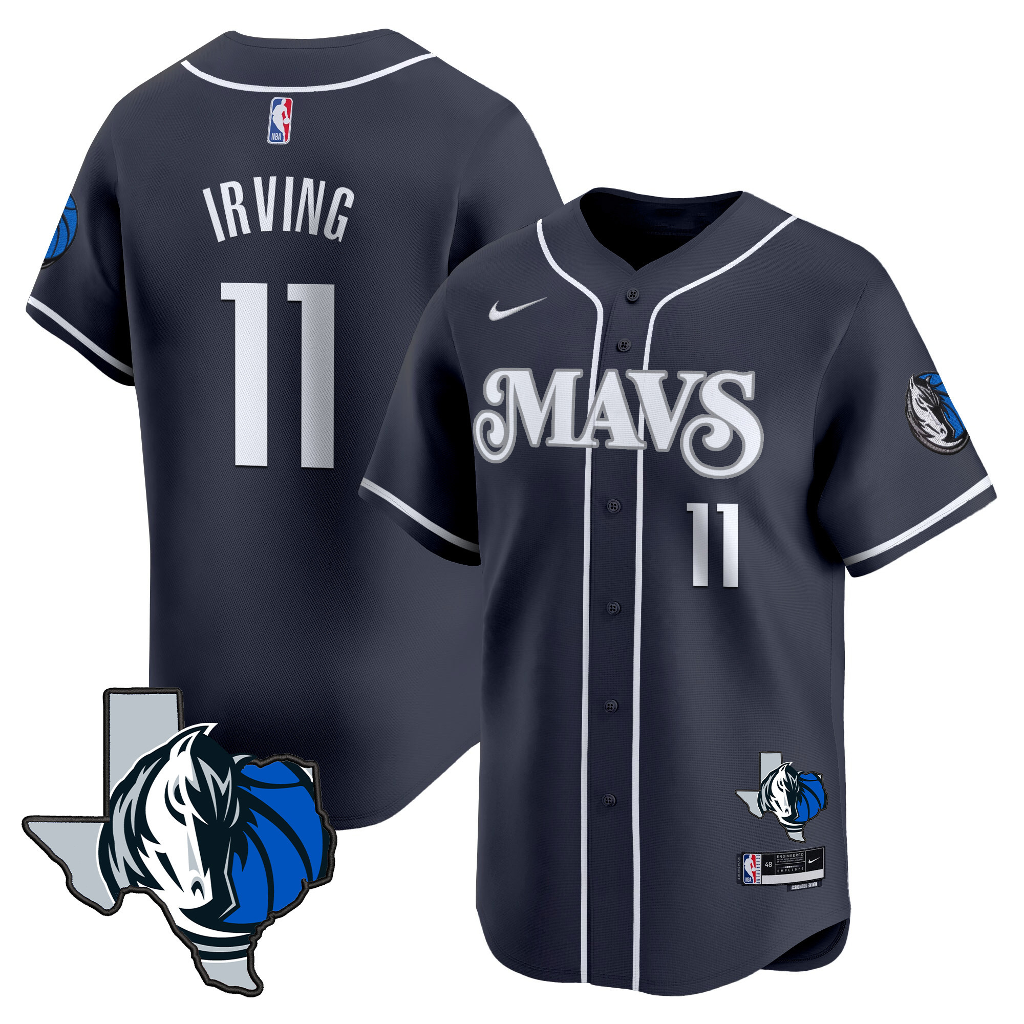 Men's Dallas Mavericks Texas Patch Baseball Jersey - All Stitched