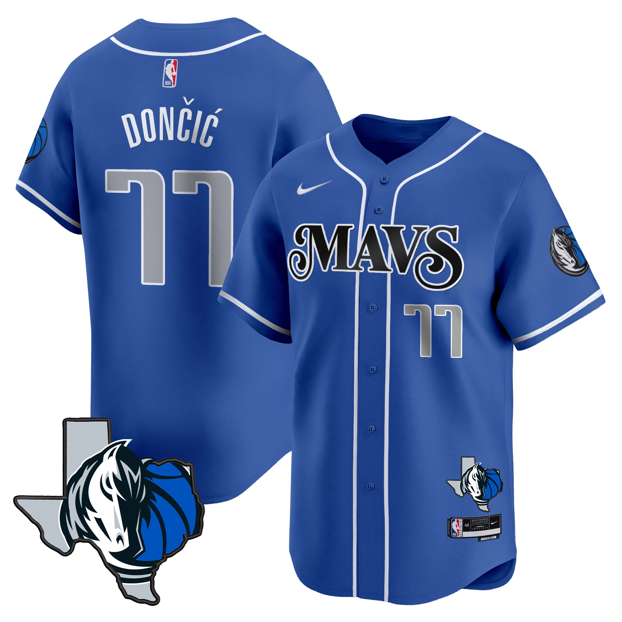 Men's Dallas Mavericks Texas Patch Baseball Jersey - All Stitched