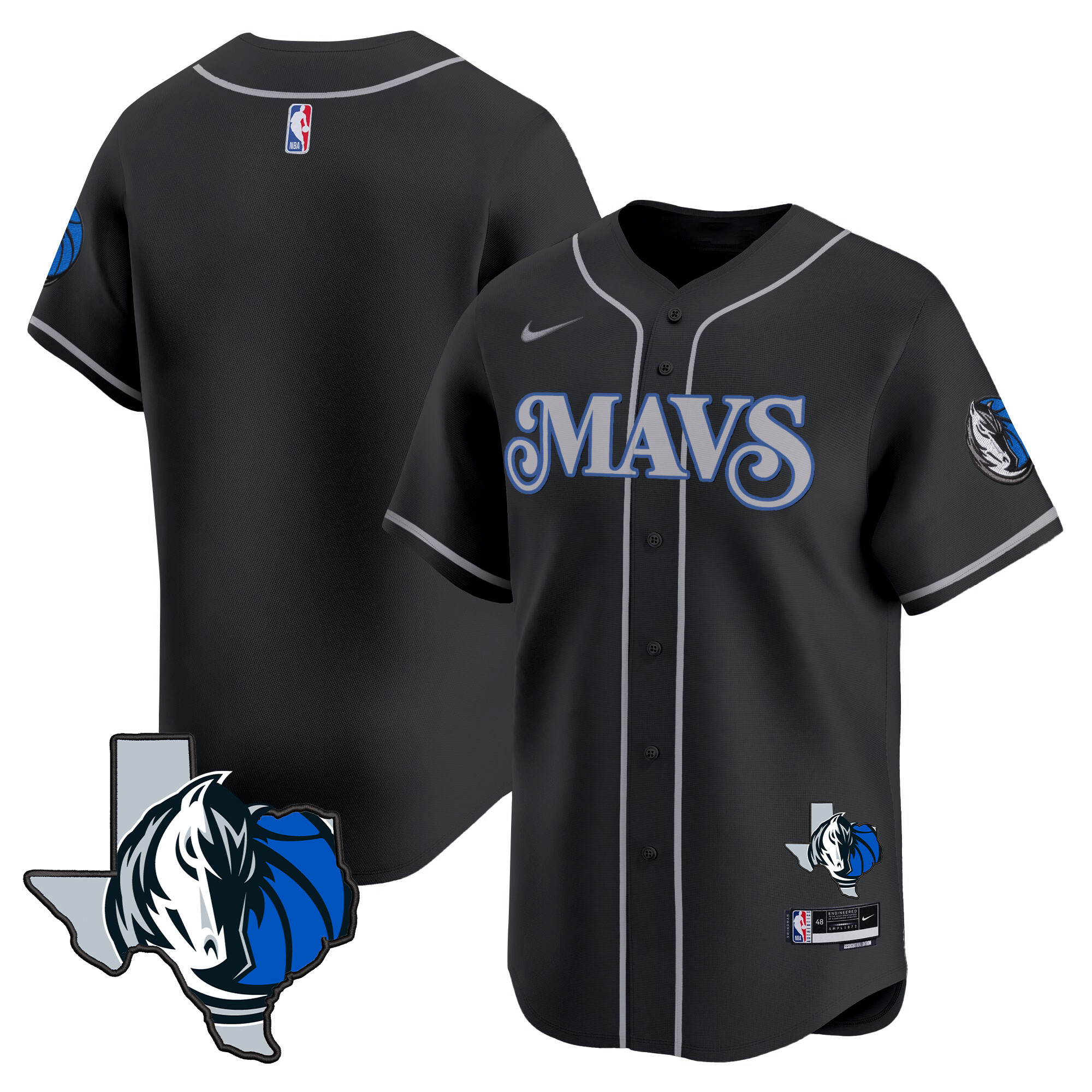 Men's Dallas Mavericks Texas Patch Baseball Jersey - All Stitched