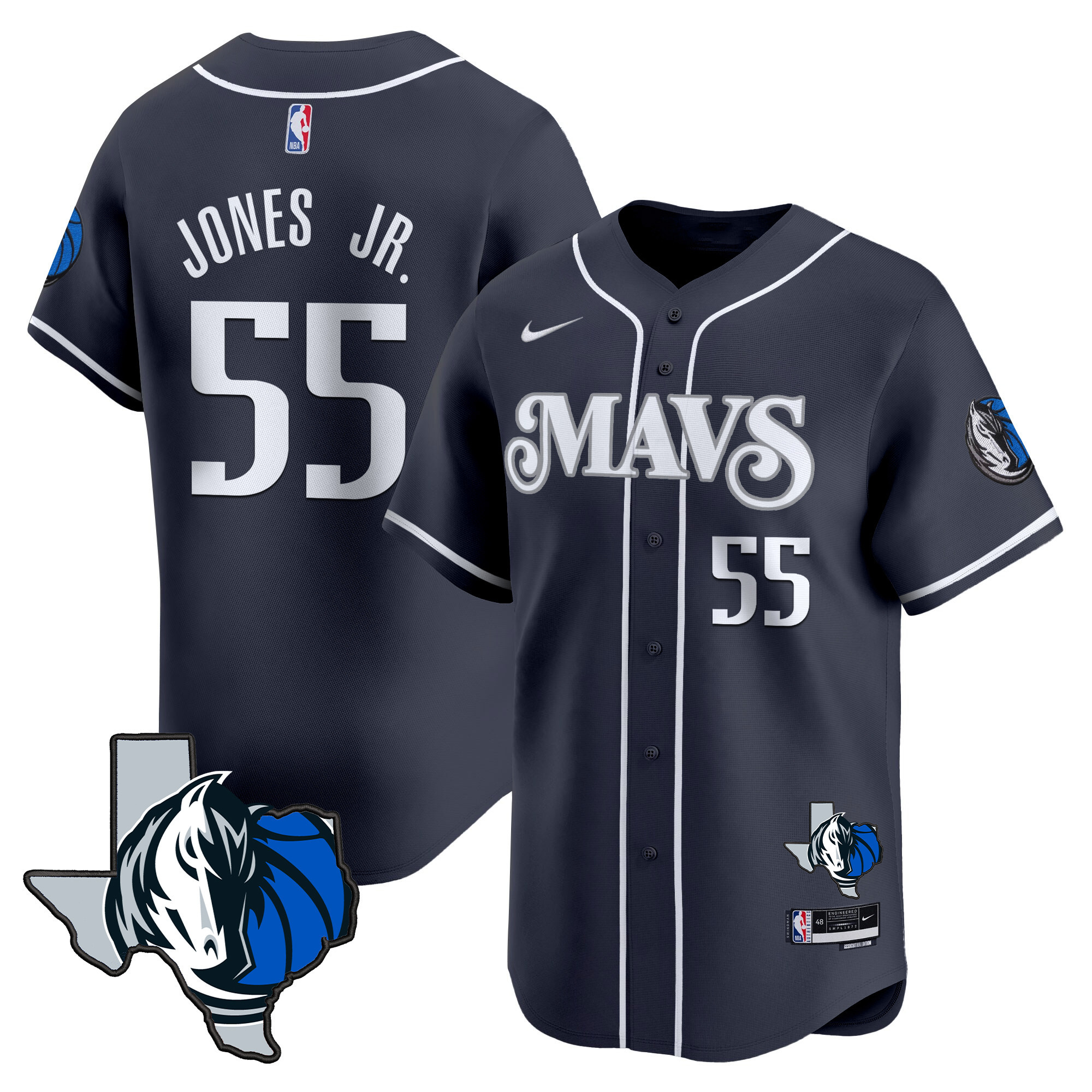 Men's Dallas Mavericks Texas Patch Baseball Jersey - All Stitched