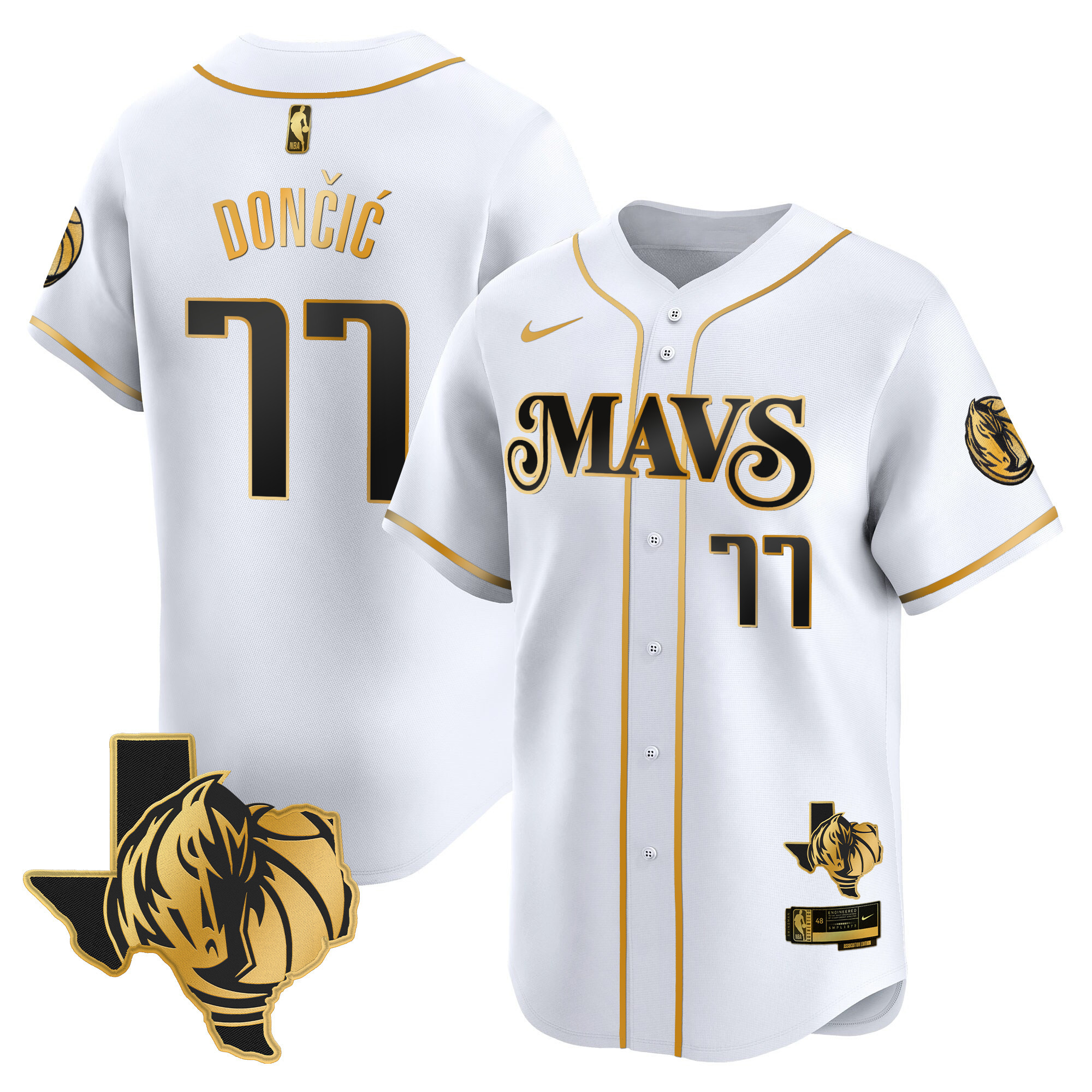 Men's Dallas Mavericks Texas Patch Baseball Jersey - All Stitched