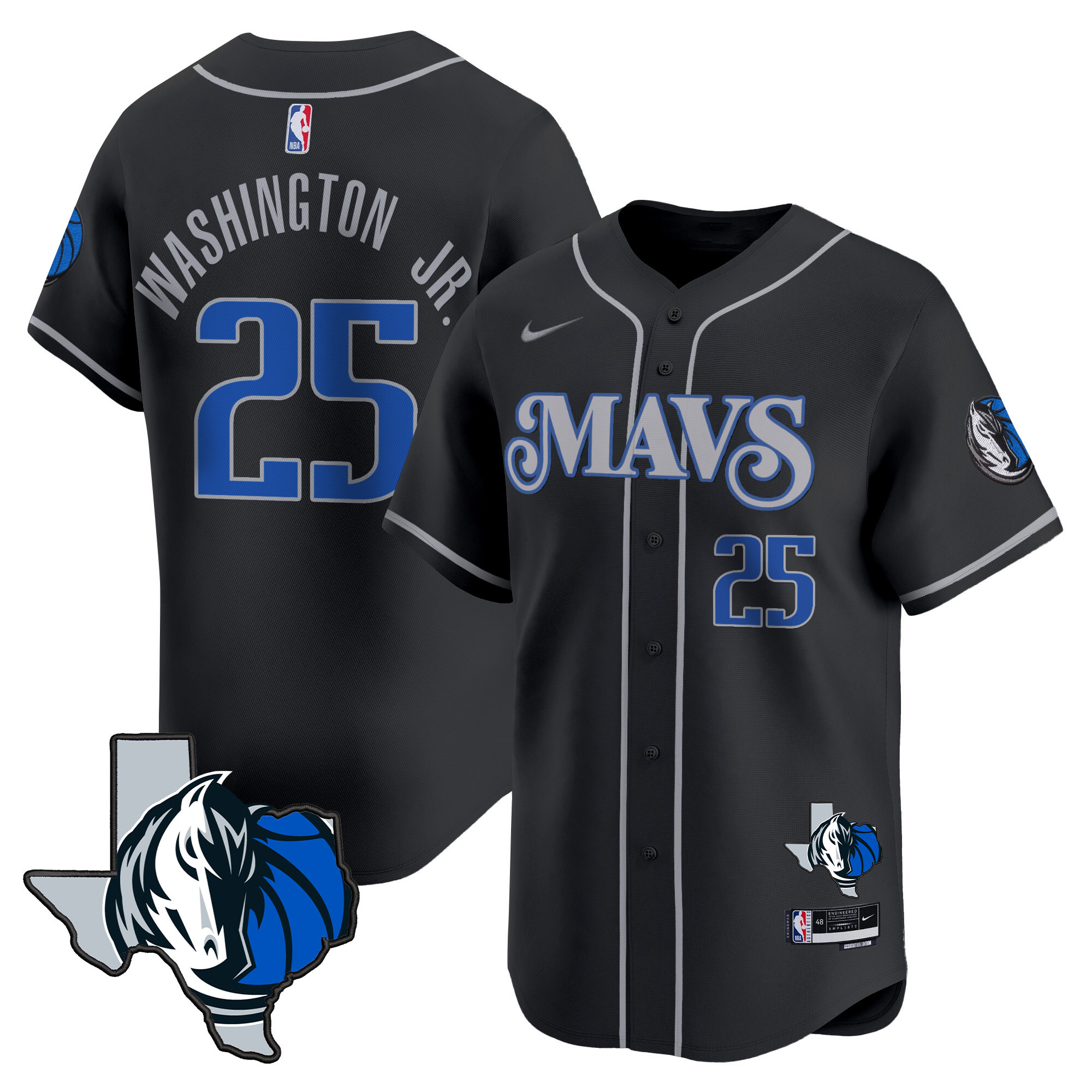 Men's Dallas Mavericks Texas Patch Baseball Jersey - All Stitched