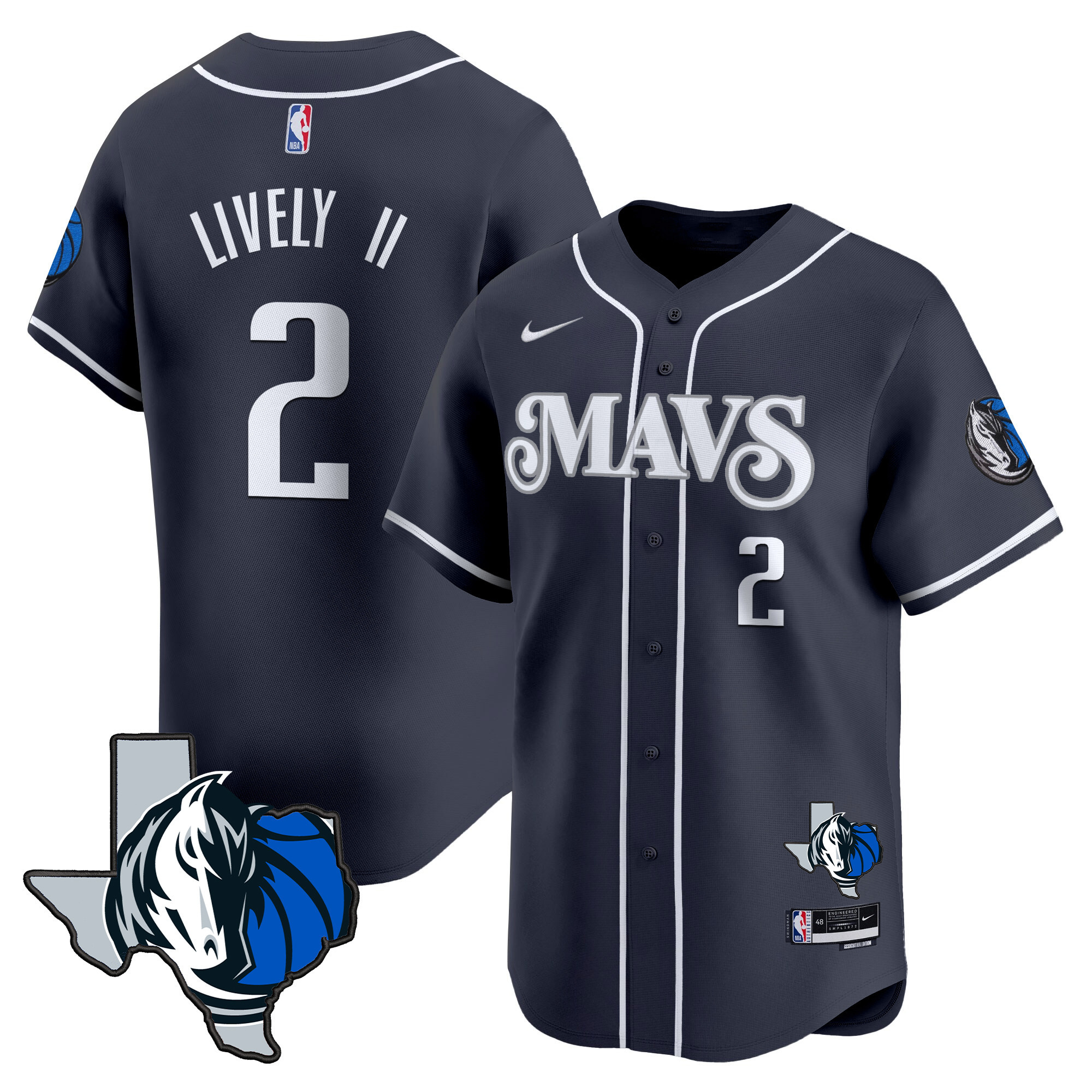 Men's Dallas Mavericks Texas Patch Baseball Jersey - All Stitched