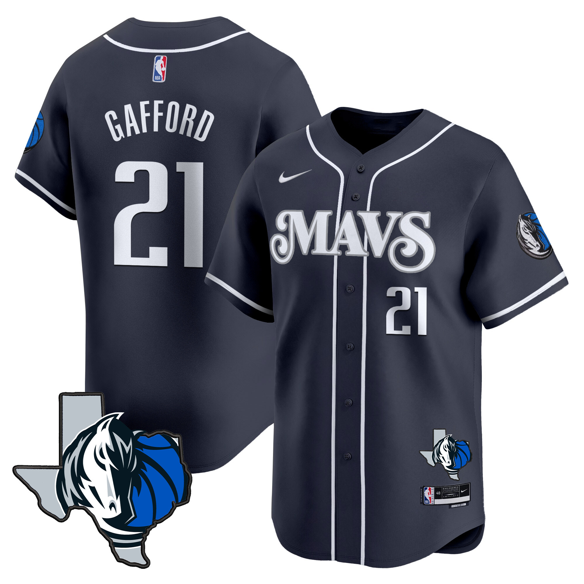 Men's Dallas Mavericks Texas Patch Baseball Jersey - All Stitched