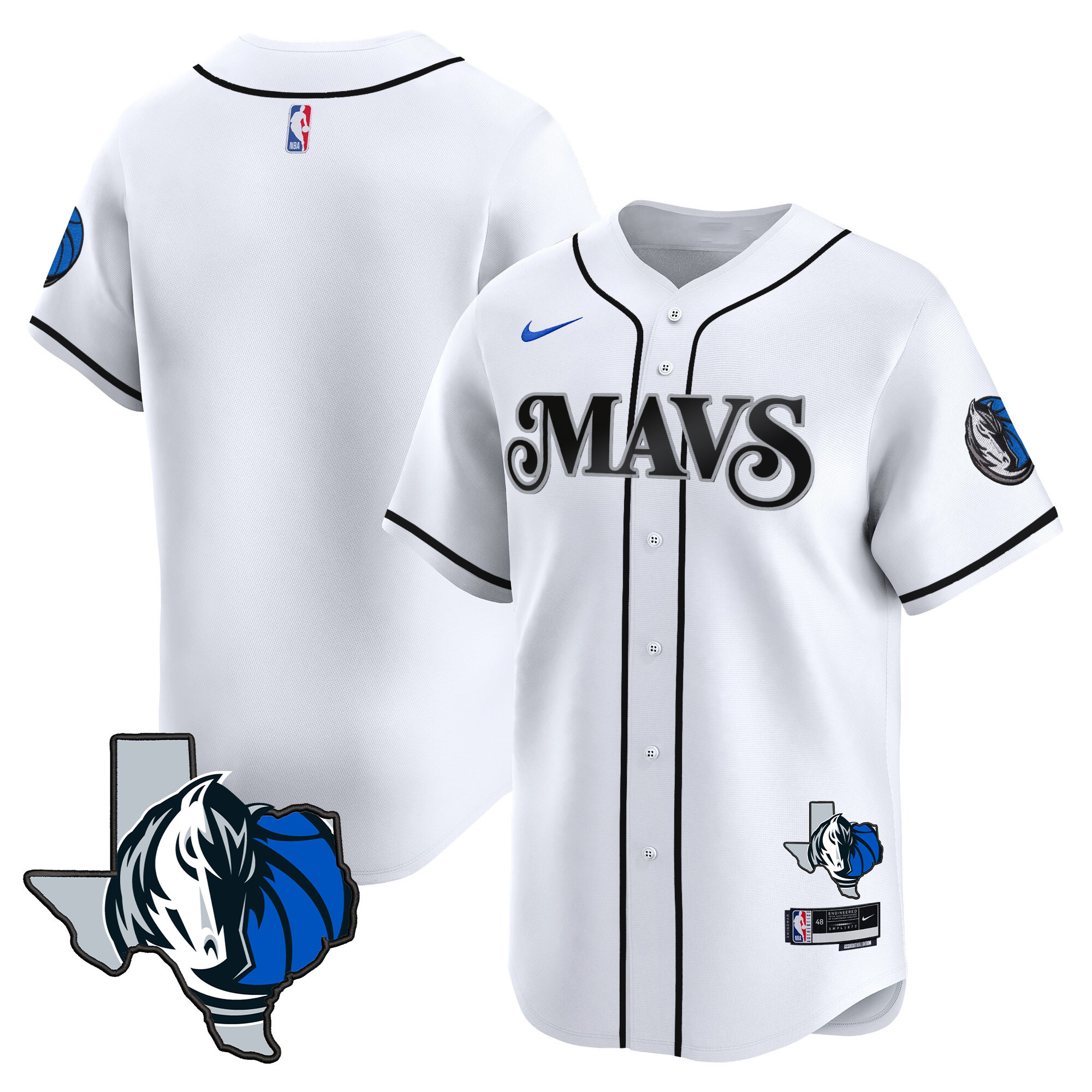 Men's Dallas Mavericks Texas Patch Baseball Jersey - All Stitched