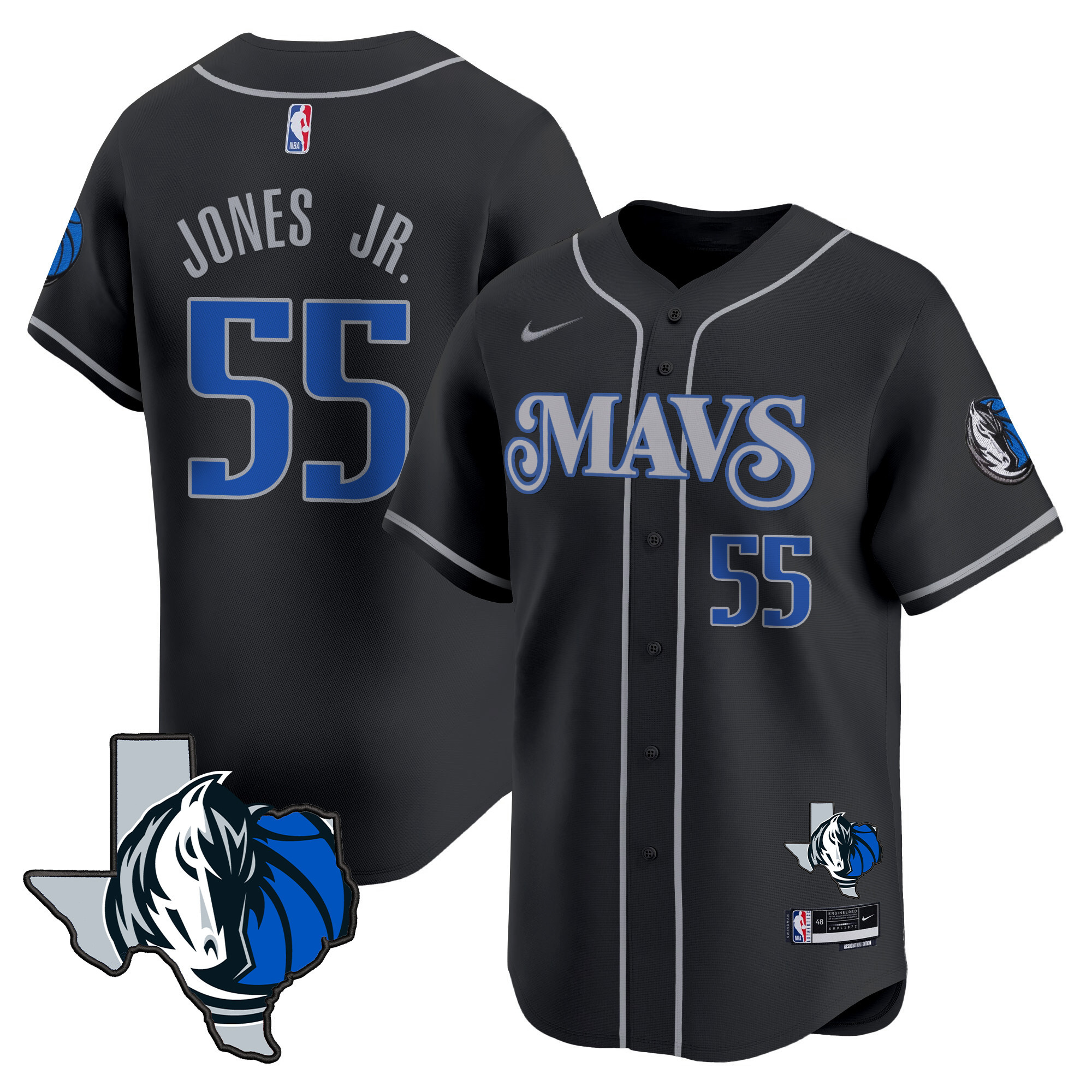 Men's Dallas Mavericks Texas Patch Baseball Jersey - All Stitched