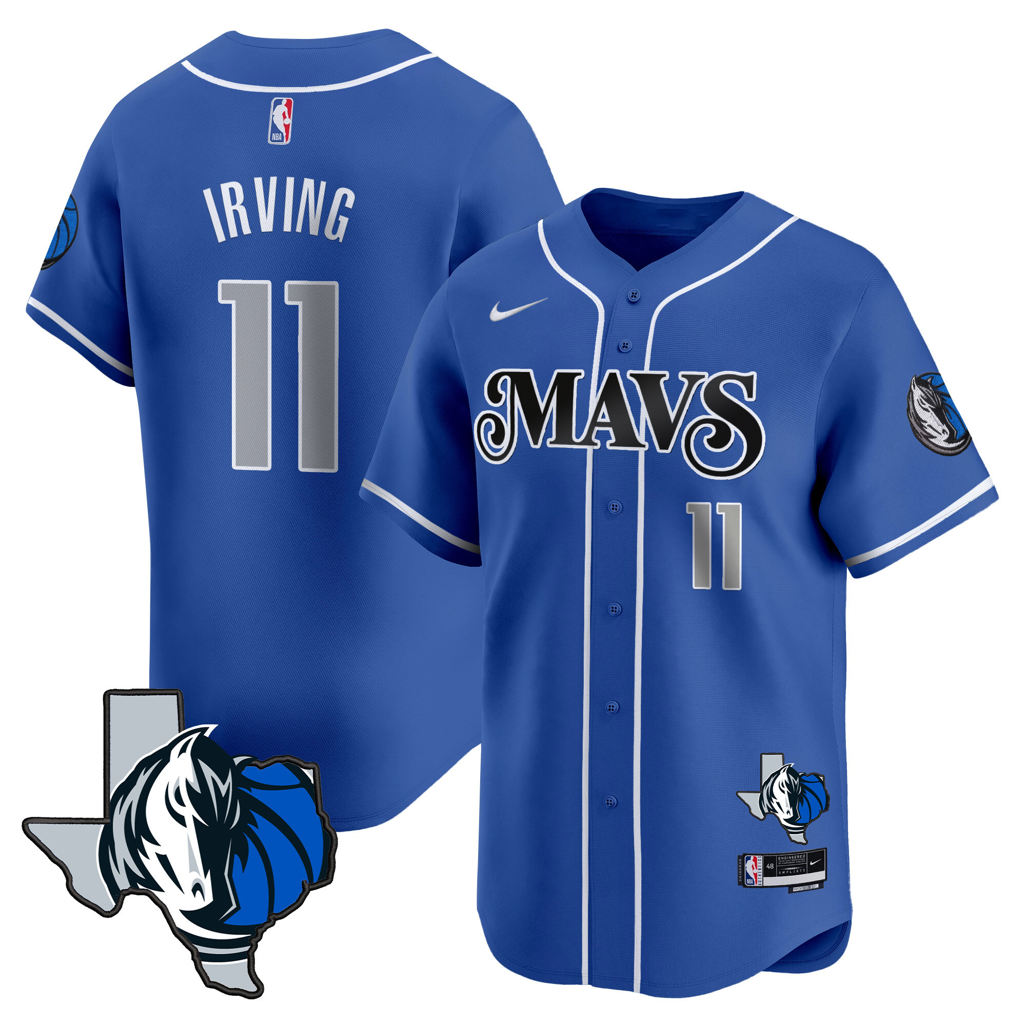 Men's Dallas Mavericks Texas Patch Baseball Jersey - All Stitched