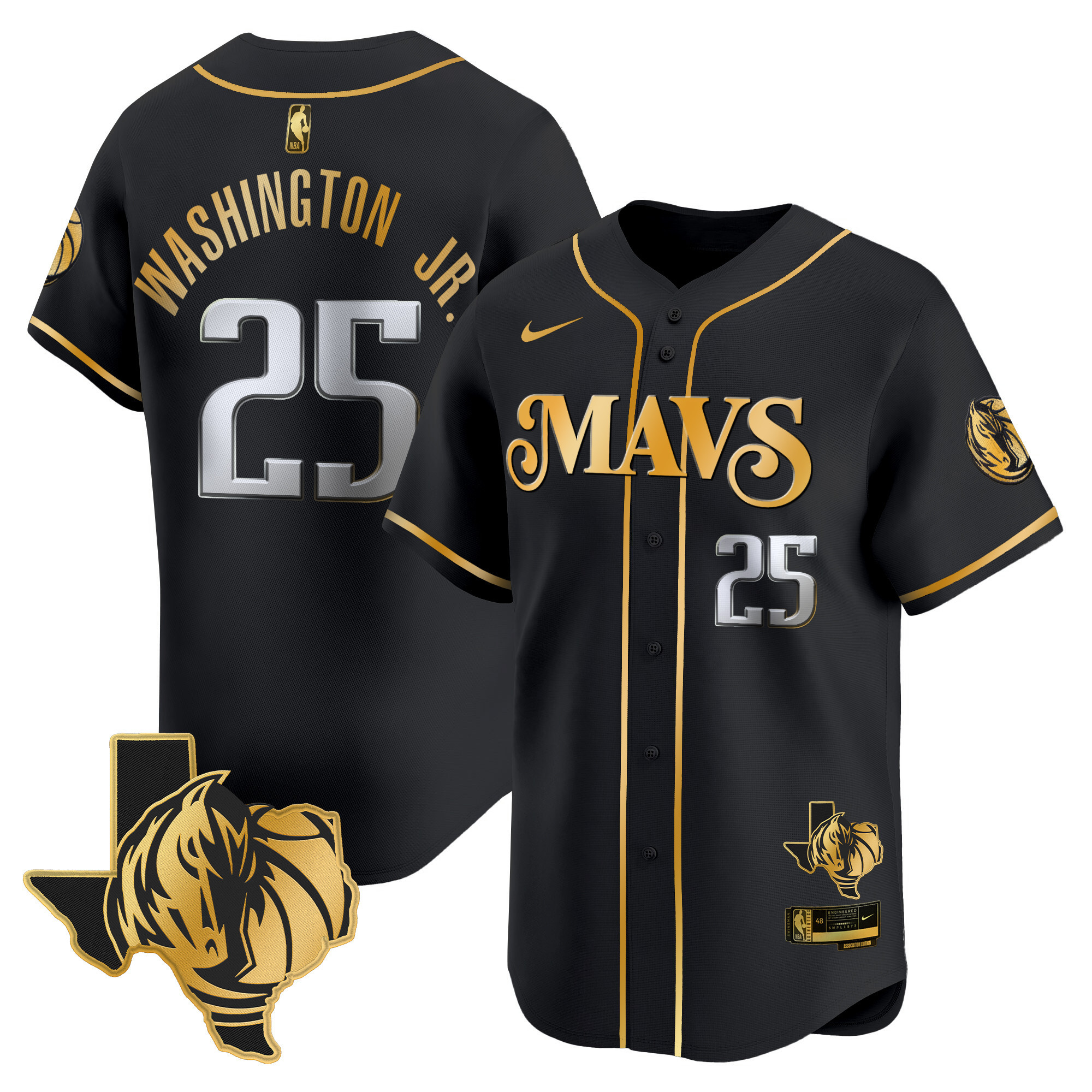 Men's Dallas Mavericks Texas Patch Baseball Jersey - All Stitched