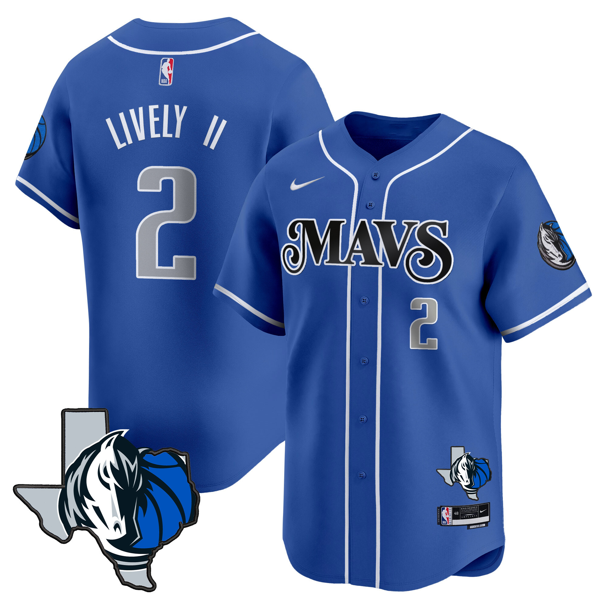 Men's Dallas Mavericks Texas Patch Baseball Jersey - All Stitched