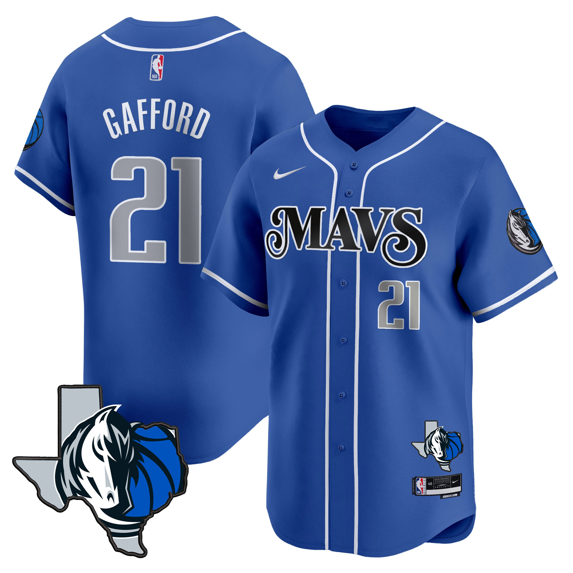 Men's Dallas Mavericks Texas Patch Baseball Jersey - All Stitched