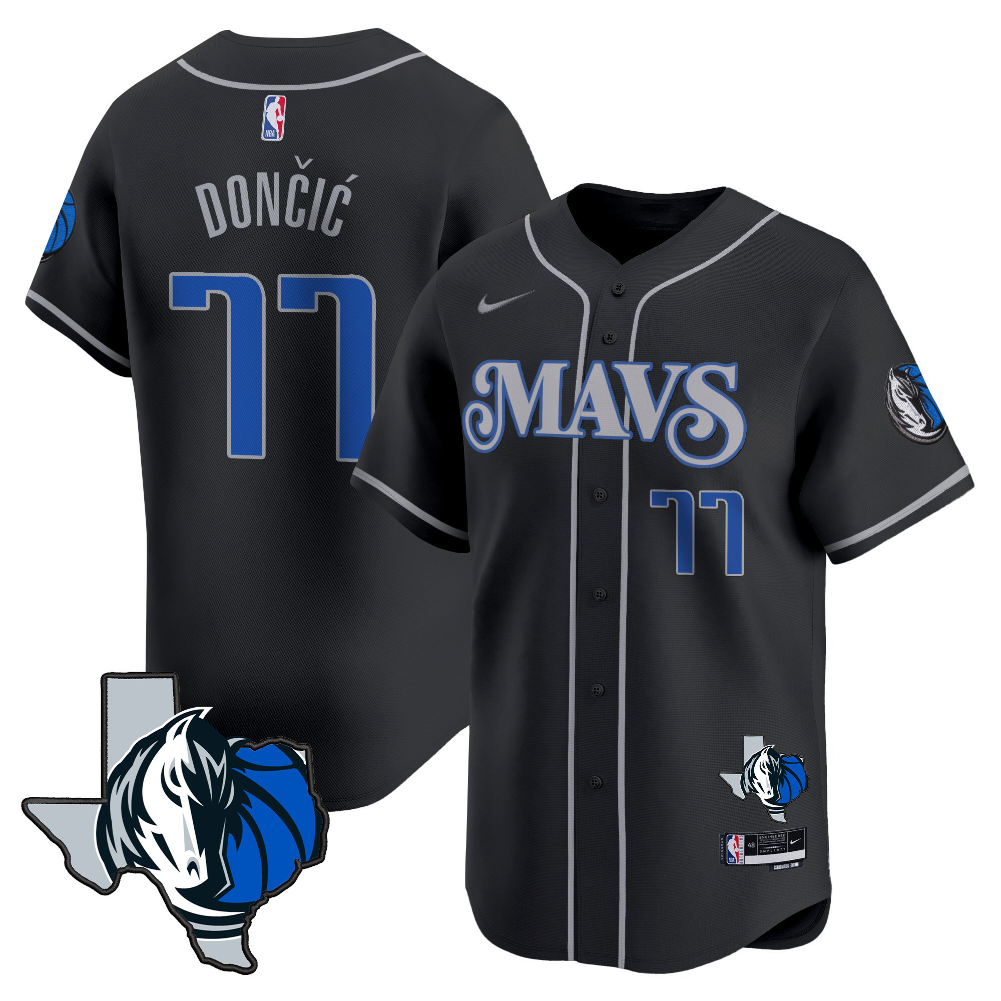 Men's Dallas Mavericks Texas Patch Baseball Jersey - All Stitched