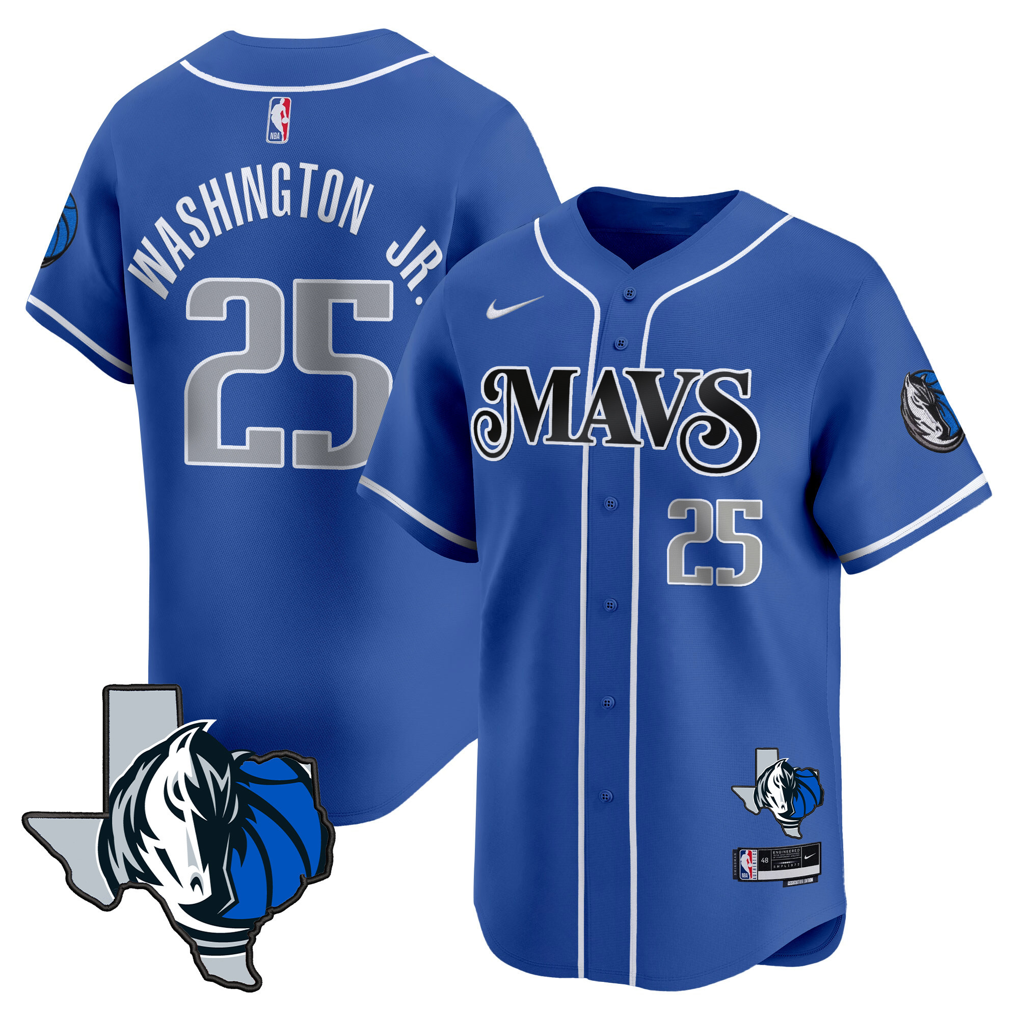 Men's Dallas Mavericks Texas Patch Baseball Jersey - All Stitched