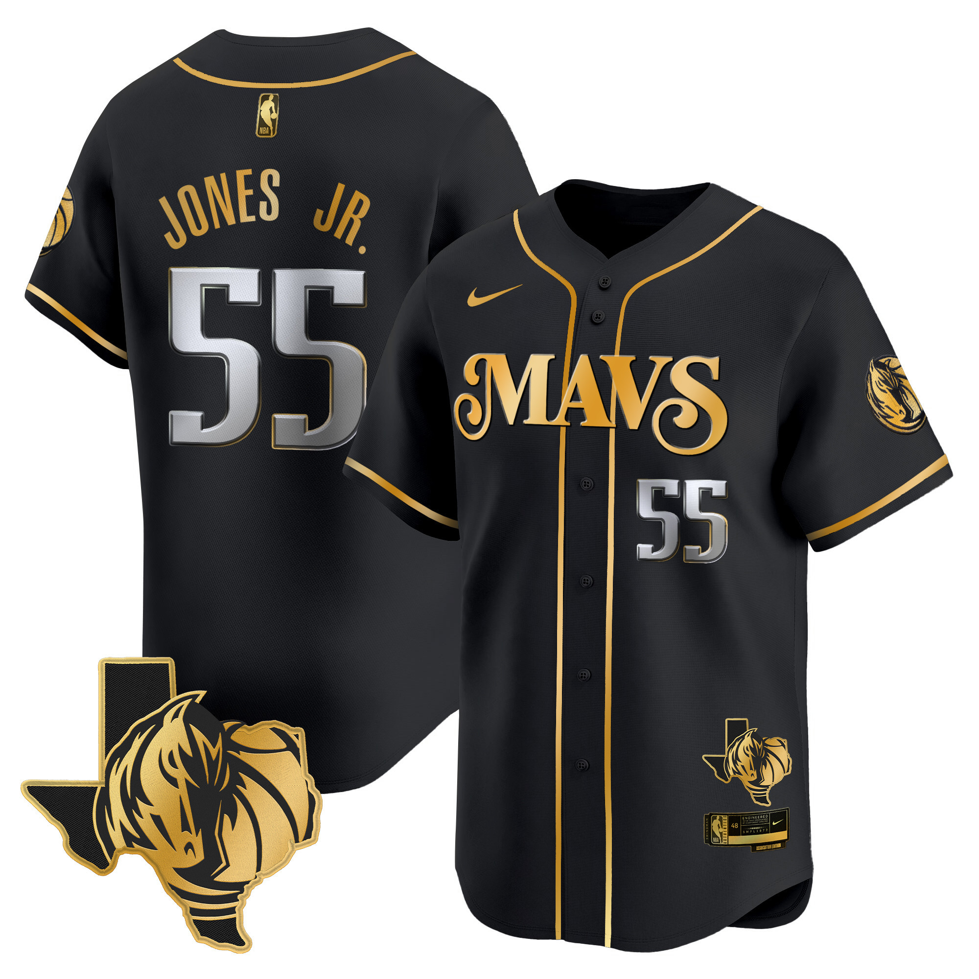 Men's Dallas Mavericks Texas Patch Baseball Jersey - All Stitched