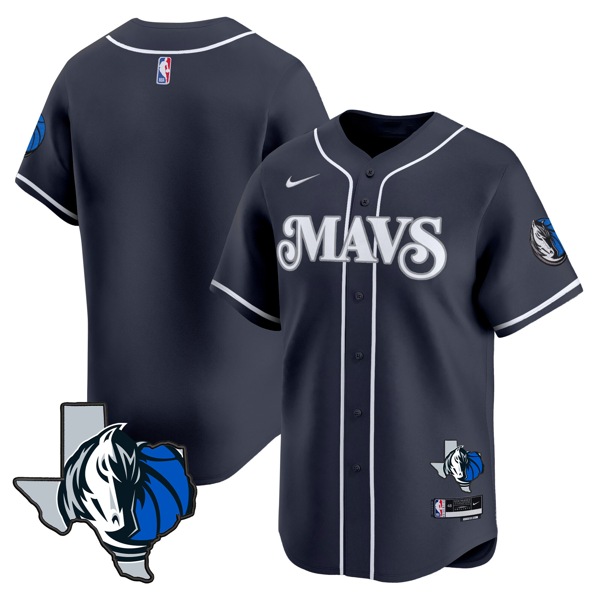 Men's Dallas Mavericks Texas Patch Baseball Jersey - All Stitched