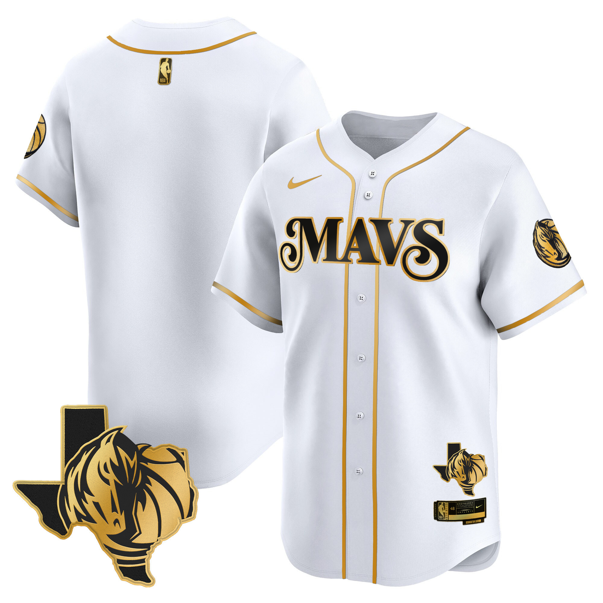 Men's Dallas Mavericks Texas Patch Baseball Jersey - All Stitched