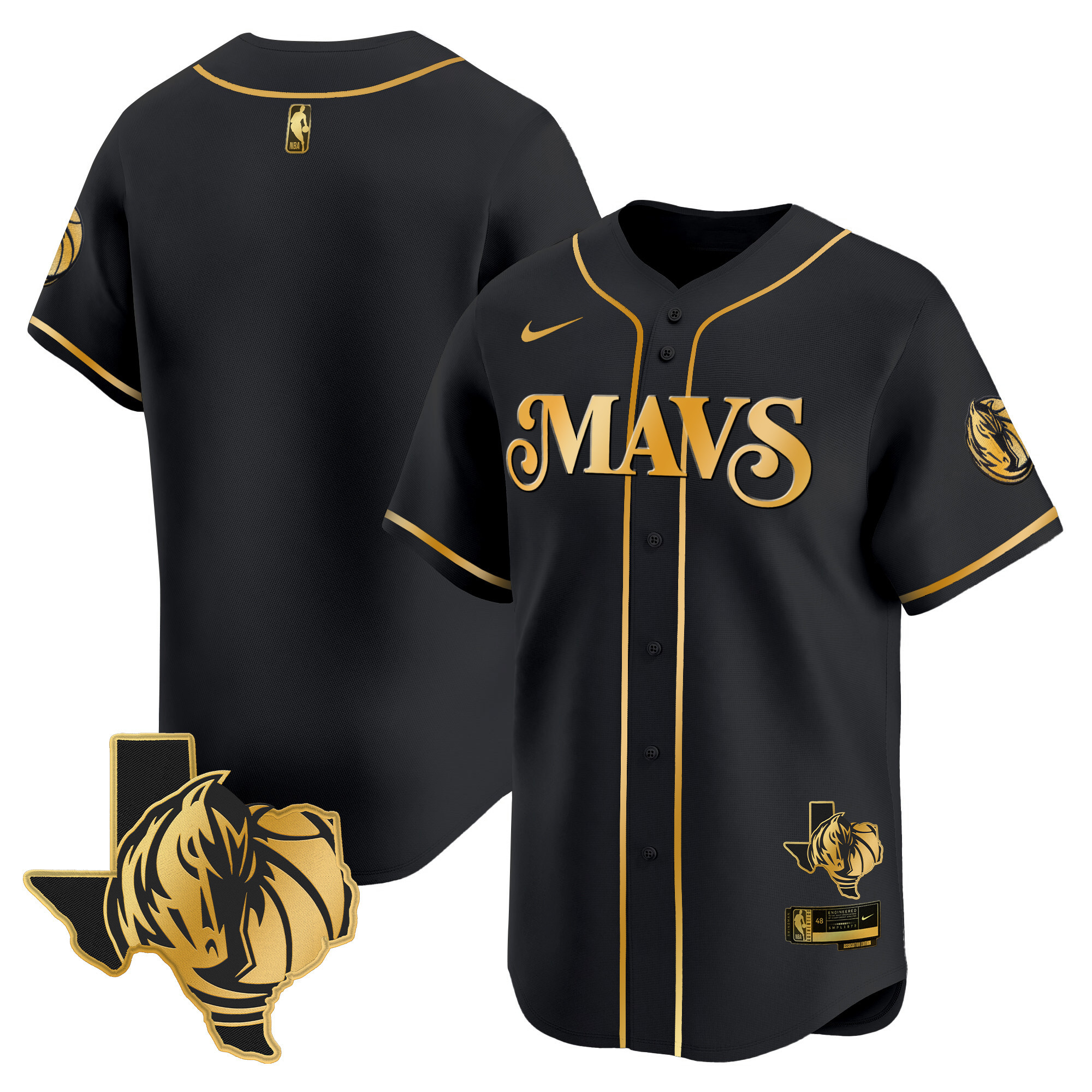 Men's Dallas Mavericks Texas Patch Baseball Jersey - All Stitched