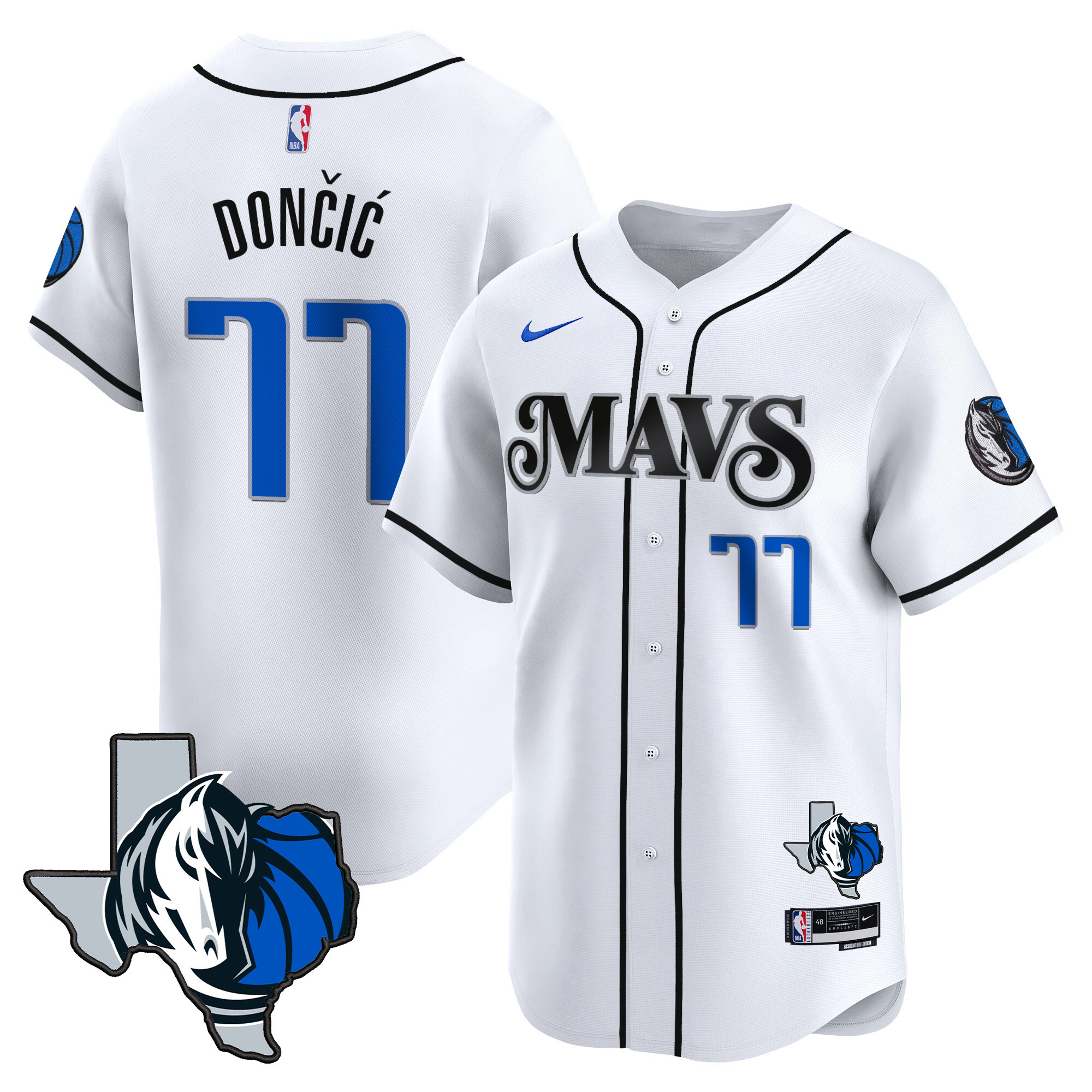Men's Dallas Mavericks Texas Patch Baseball Jersey - All Stitched