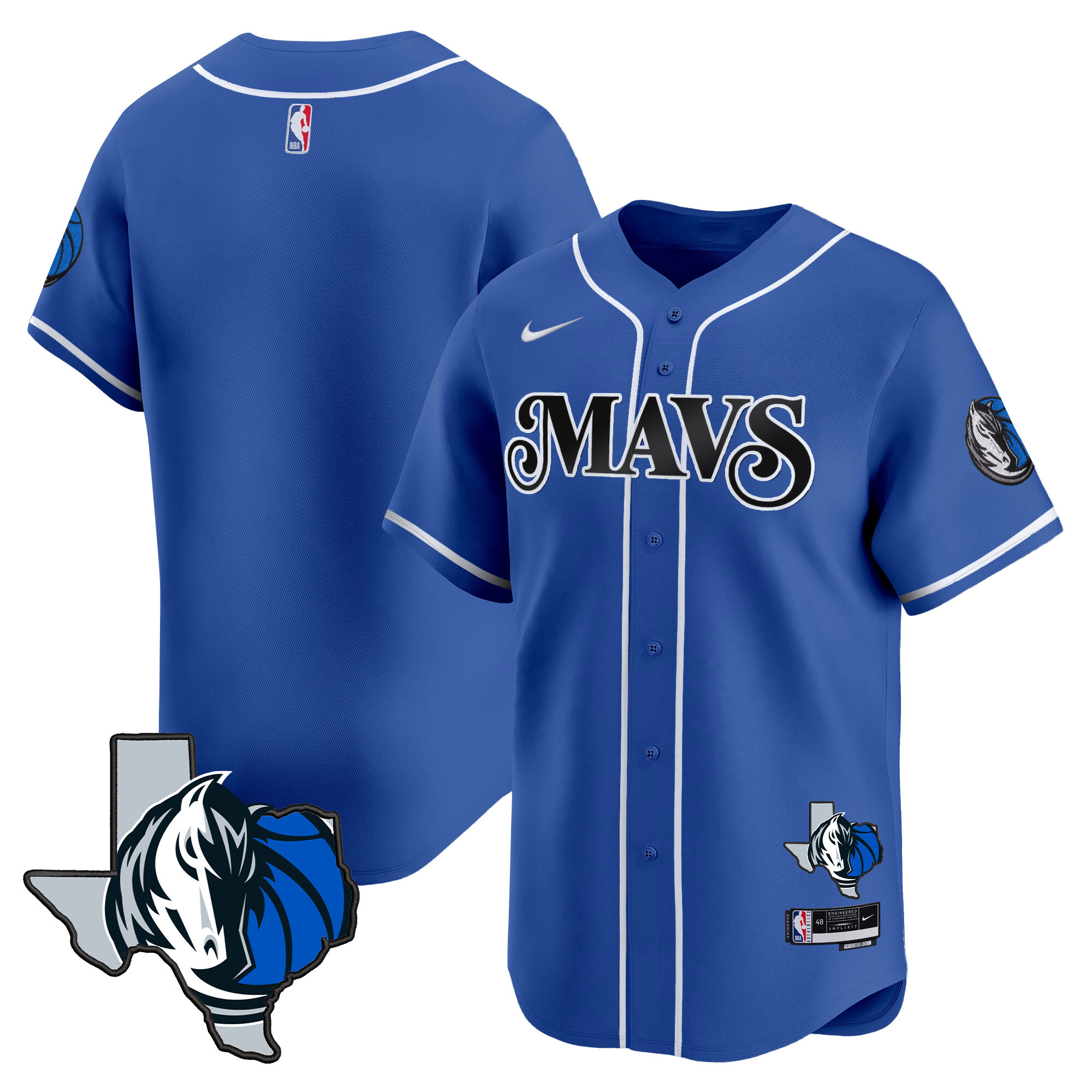 Men's Dallas Mavericks Texas Patch Baseball Jersey - All Stitched