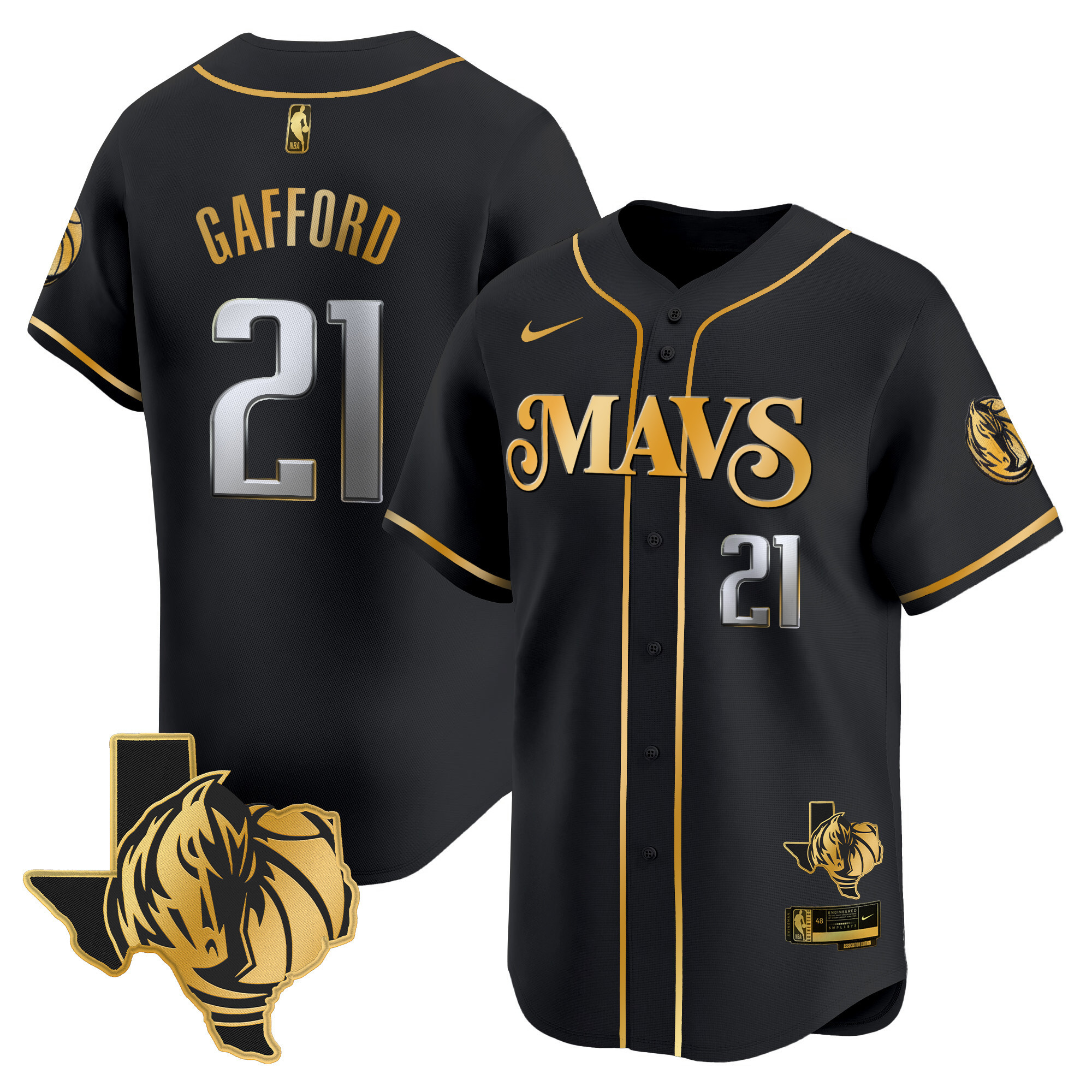 Men's Dallas Mavericks Texas Patch Baseball Jersey - All Stitched