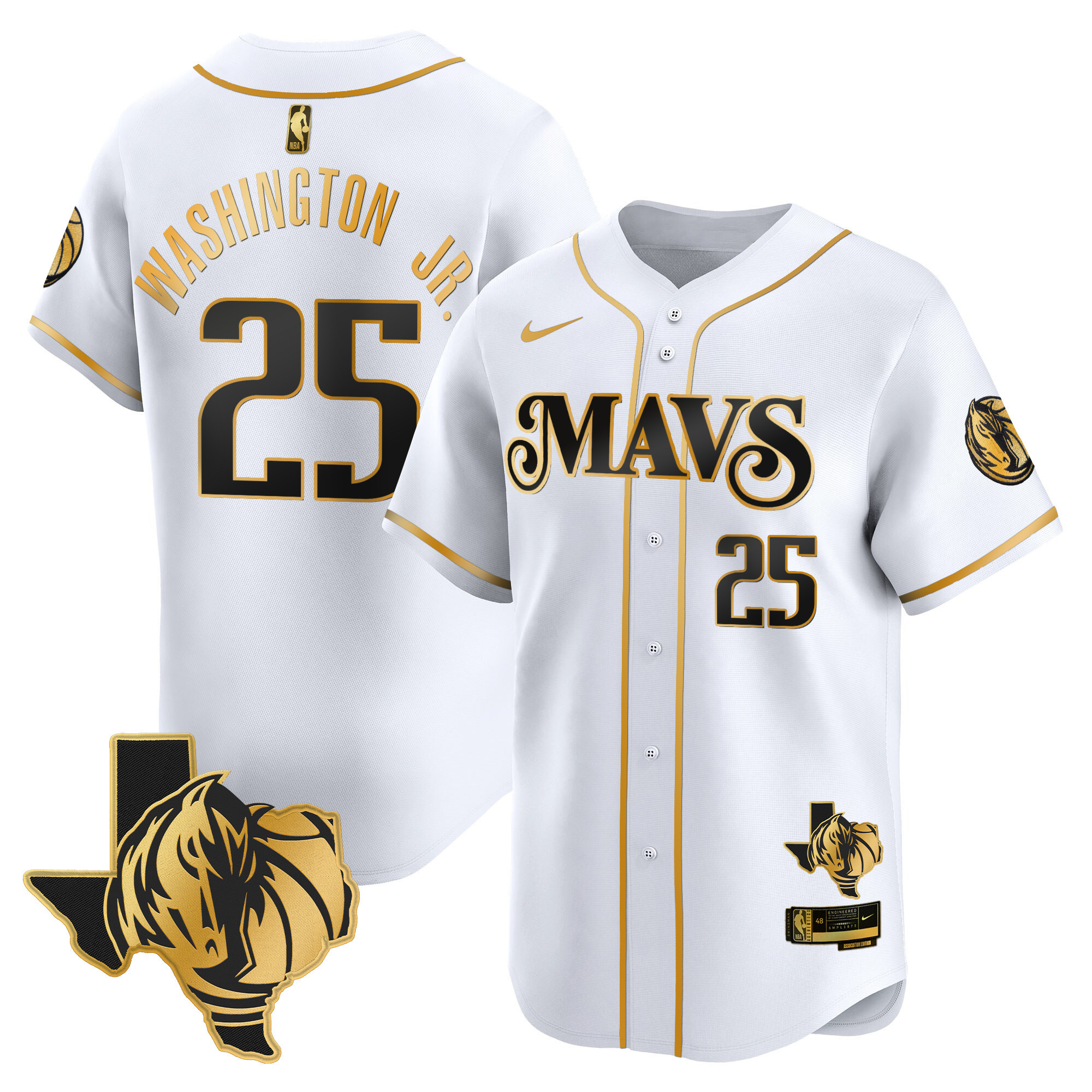 Men's Dallas Mavericks Texas Patch Baseball Jersey - All Stitched